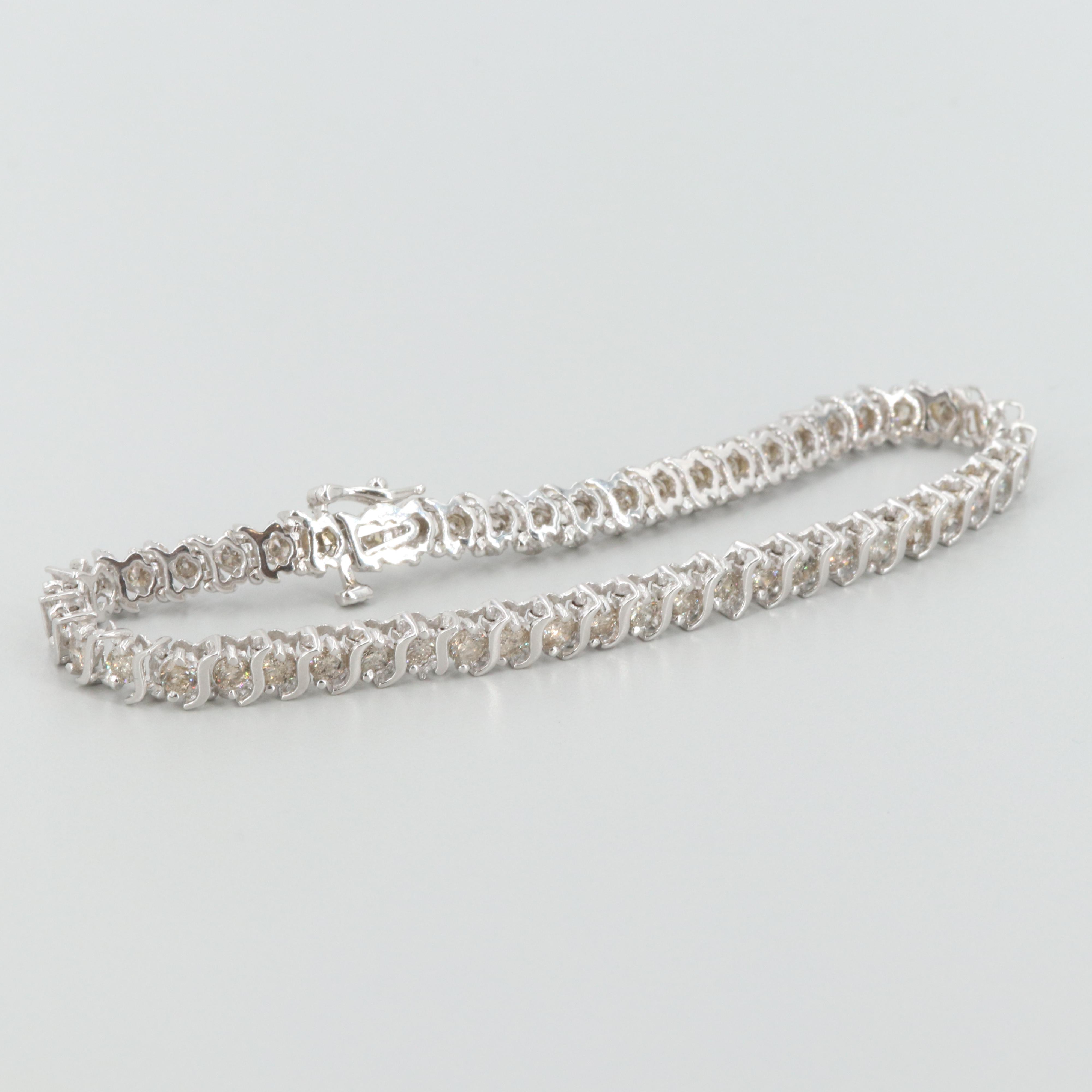14K White Gold 5.02 CTW Diamond Bracelet
