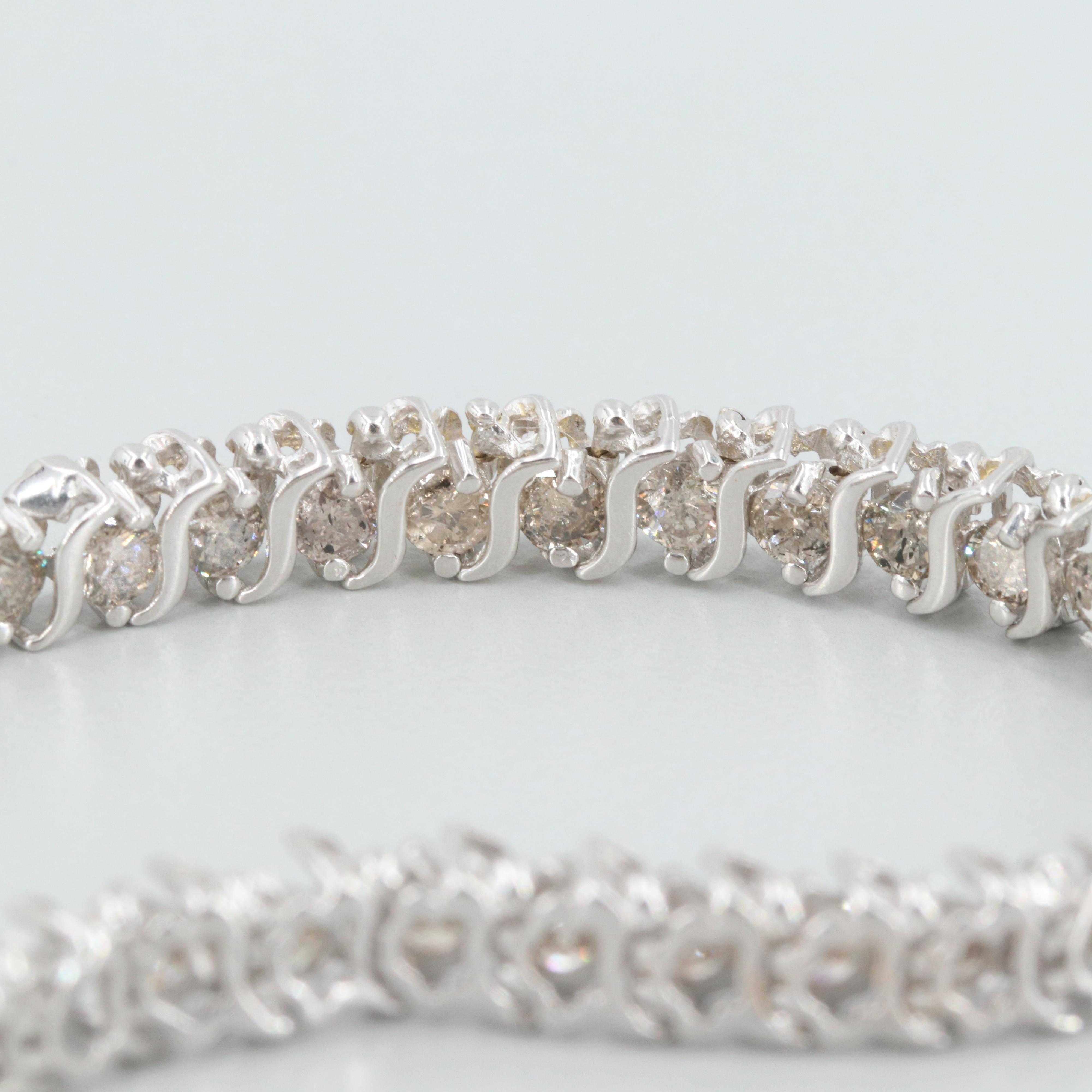 14K White Gold 5.02 CTW Diamond Bracelet