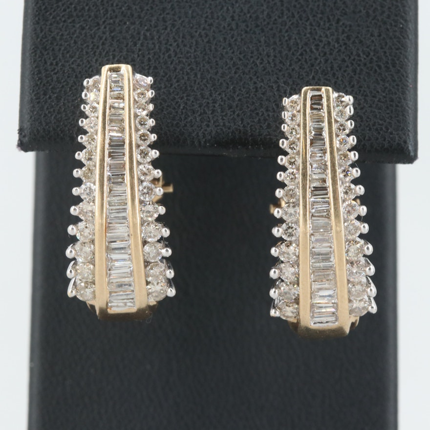 14K and 10K Yellow Gold 2.25 CTW Diamond Earrings