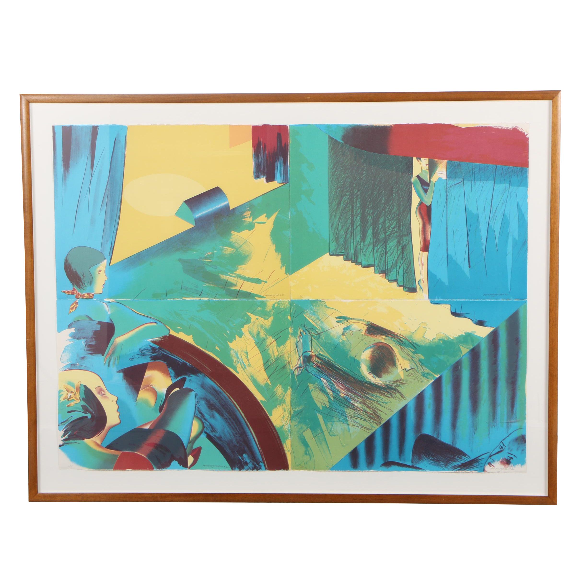 Allen Jones 1982 Monumental Lithograph "Stage Set"