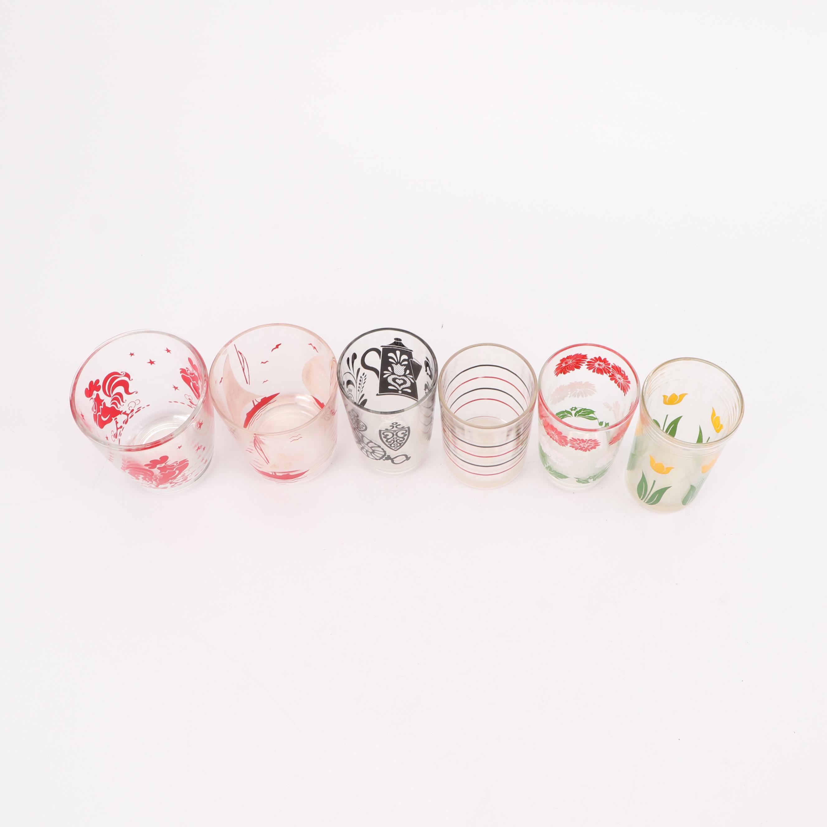 Swanky Swig Juice Glasses, Mid-Century