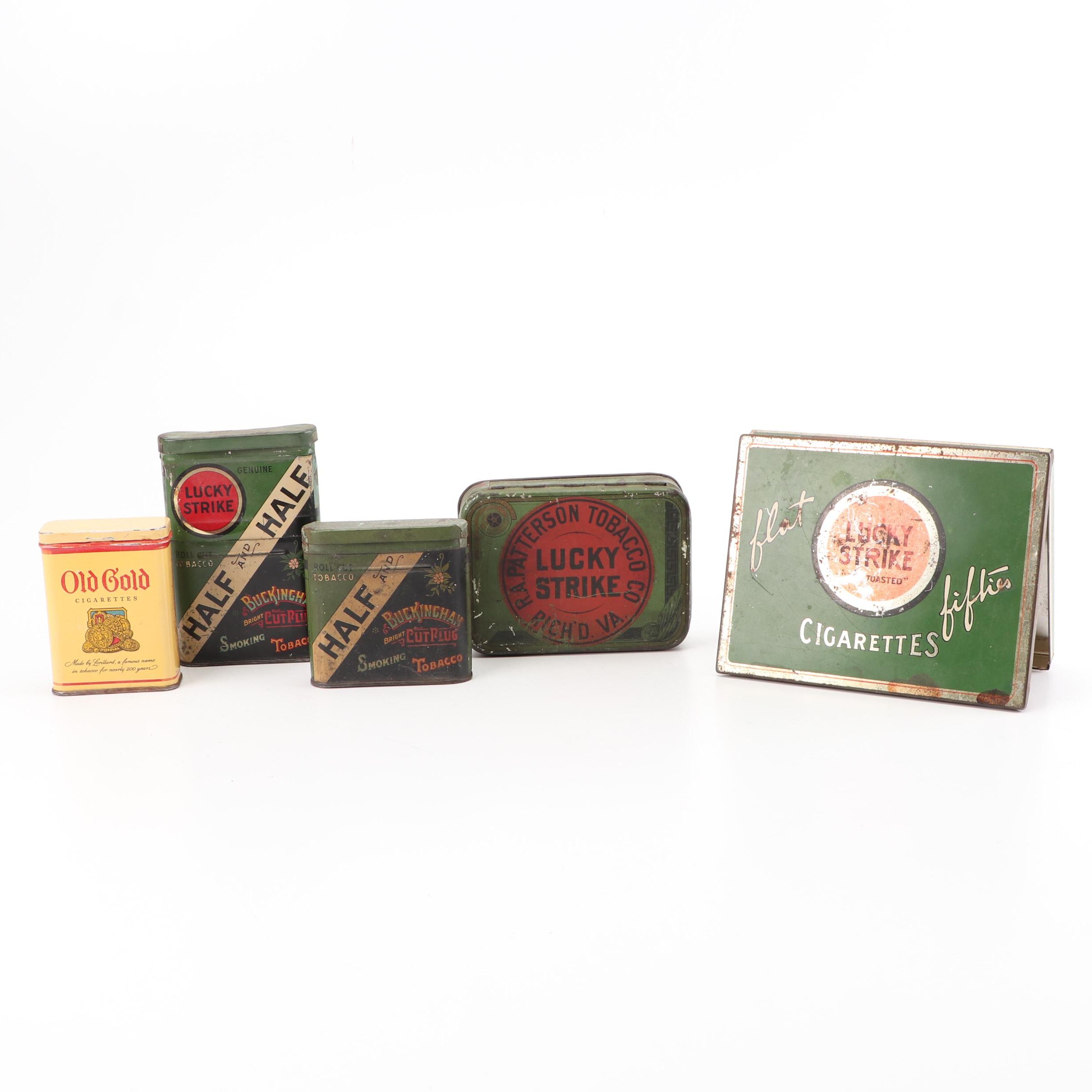 Lucky Strike, Old Gold and Half and Half Tobacco Tins, Early 20th Century