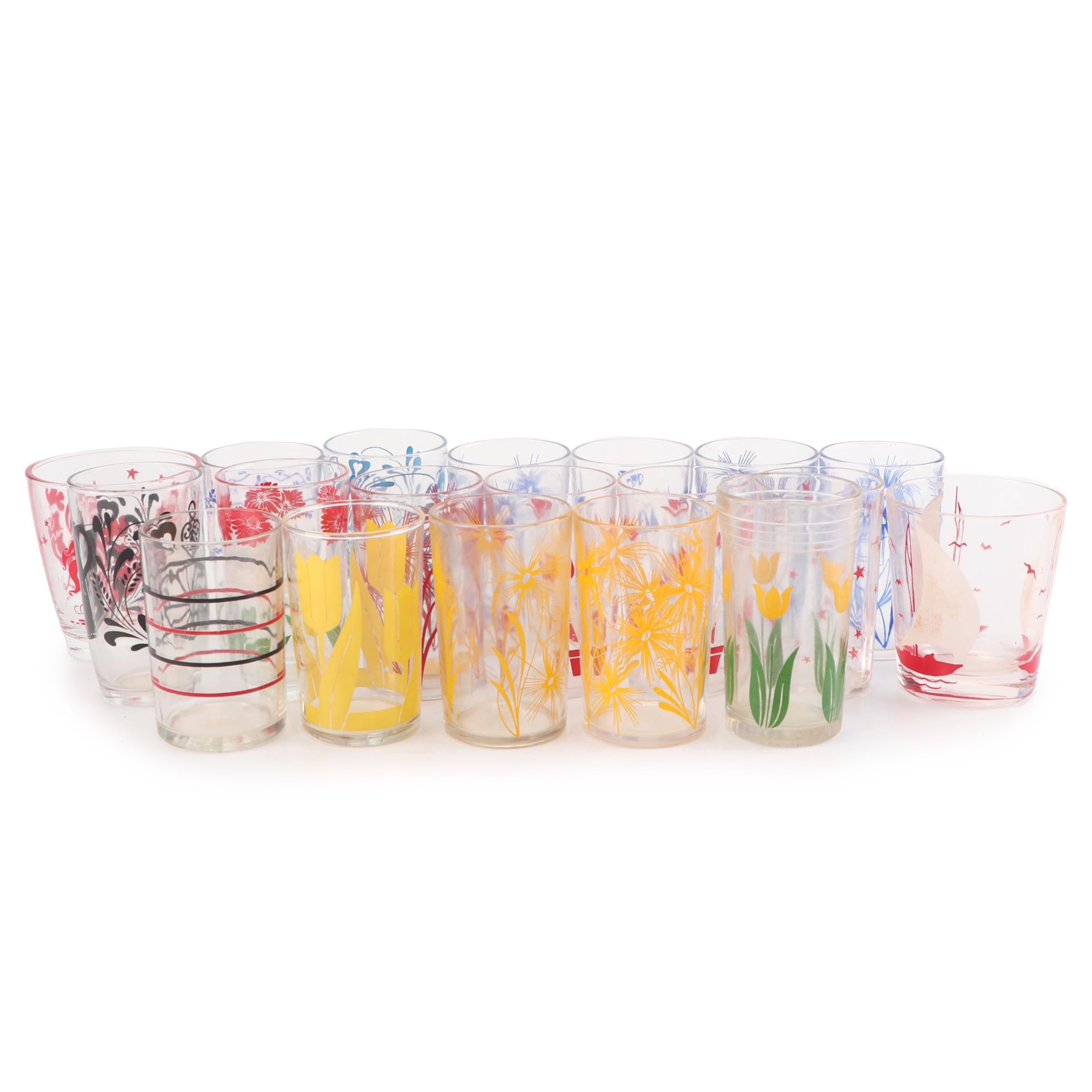 Swanky Swig Juice Glasses, Mid-Century
