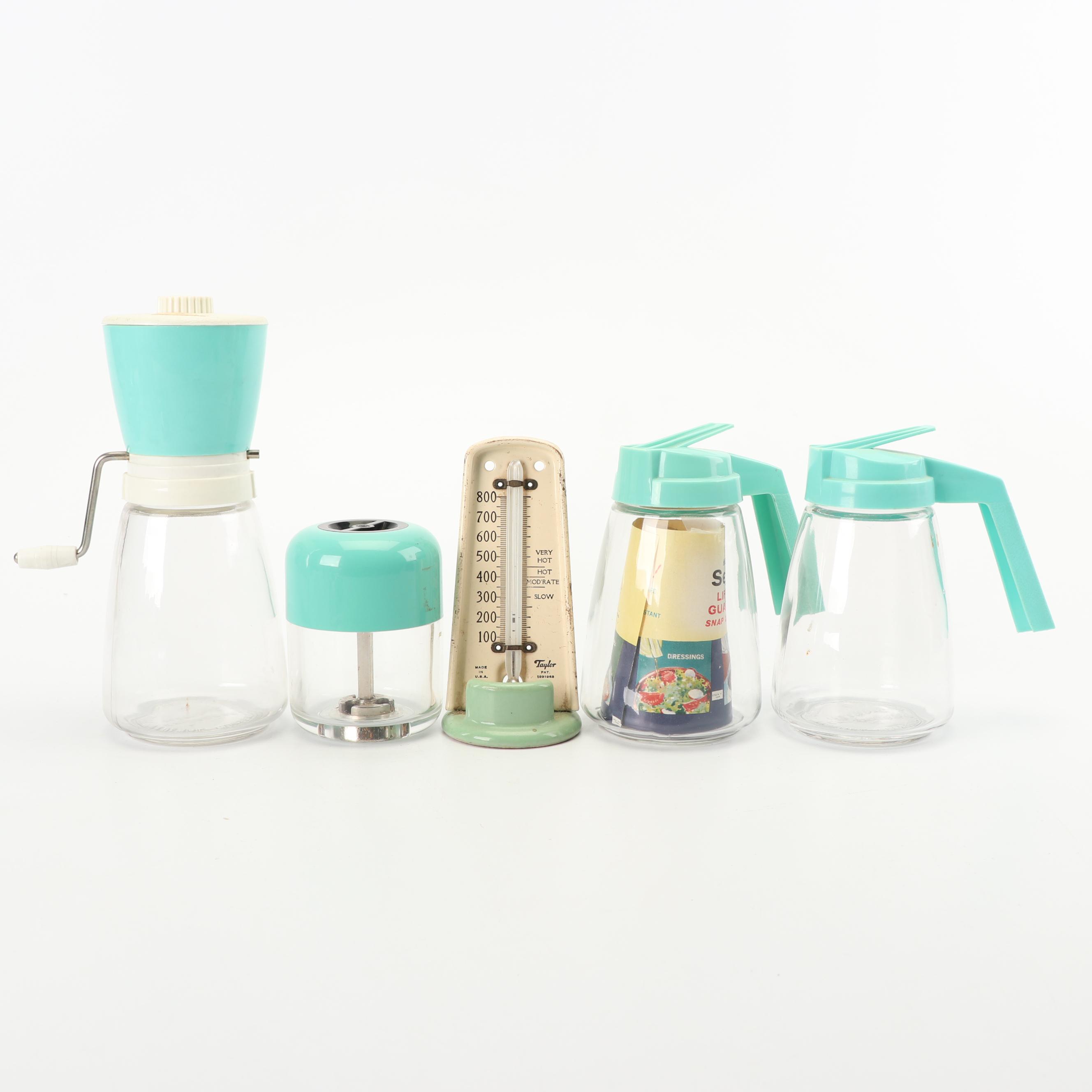 Blue Plastic Kitchen Gadgets and Tools, Mid-Century