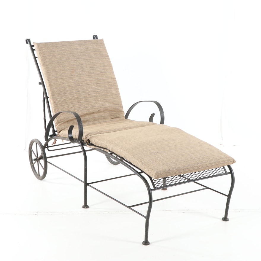 Metal Patio Chaise Lounge with Adjustable Back, 21st Century