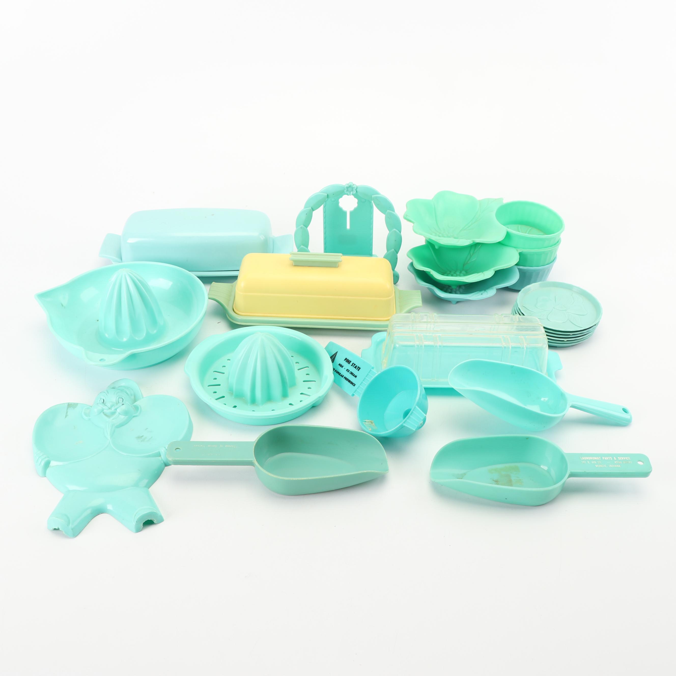 Blue Plastic Kitchen Tools and Gadgets, Mid-Century