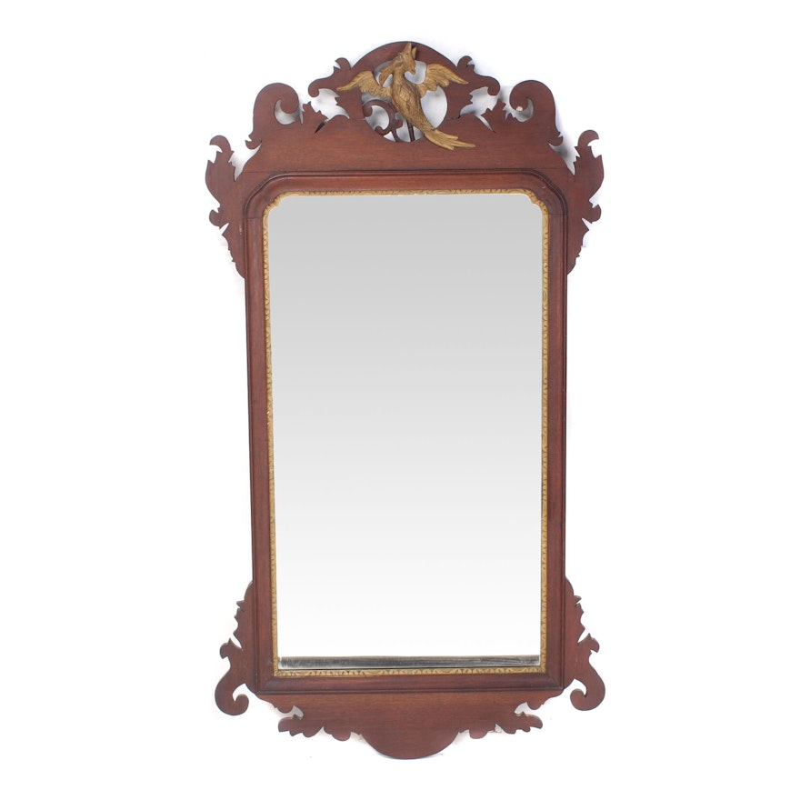 George III Style Mahogany and Parcel-Gilt Mirror, Early 20th Century