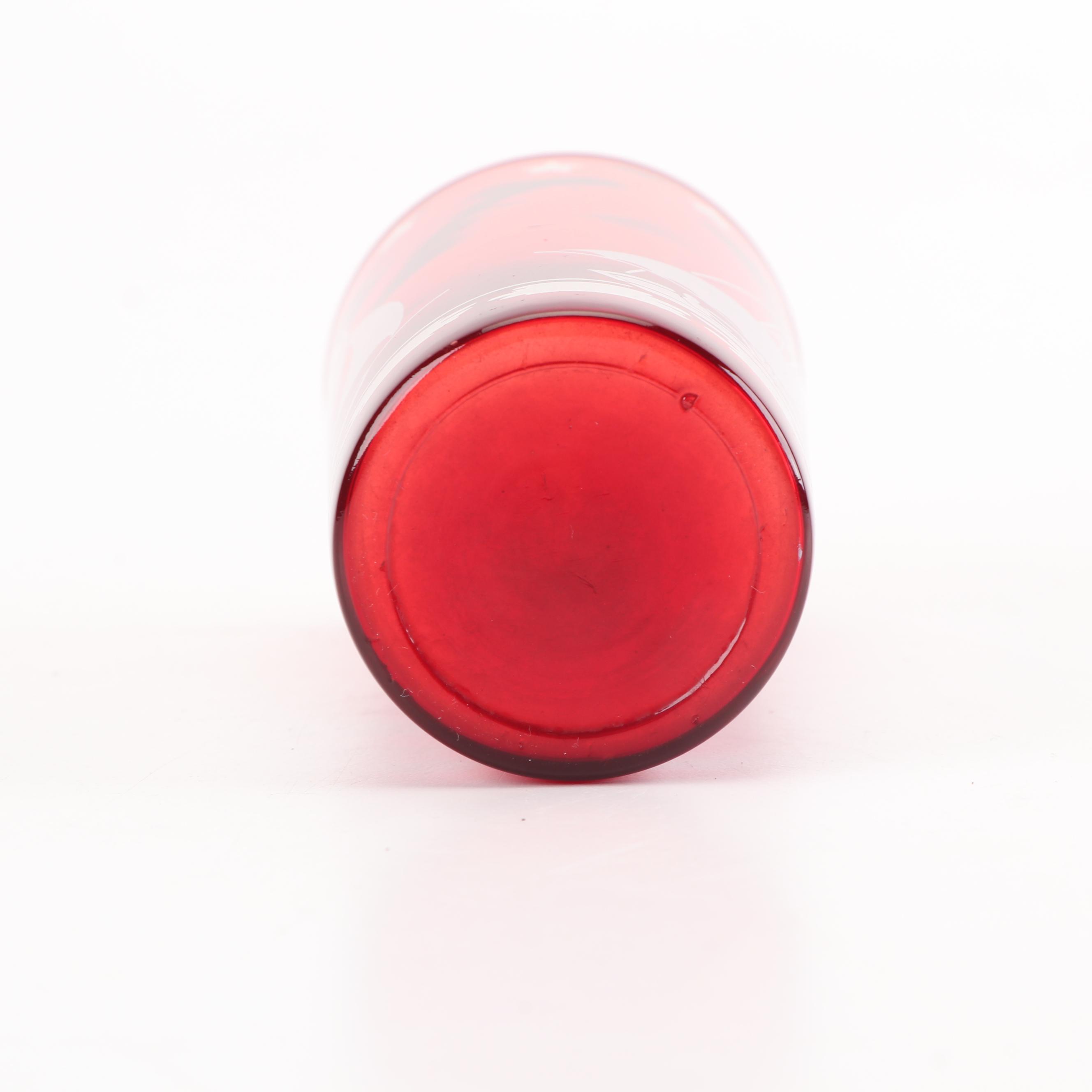 Hazel-Atlas Red "Ships" Glass Tumblers with Colombia Chrome Tray