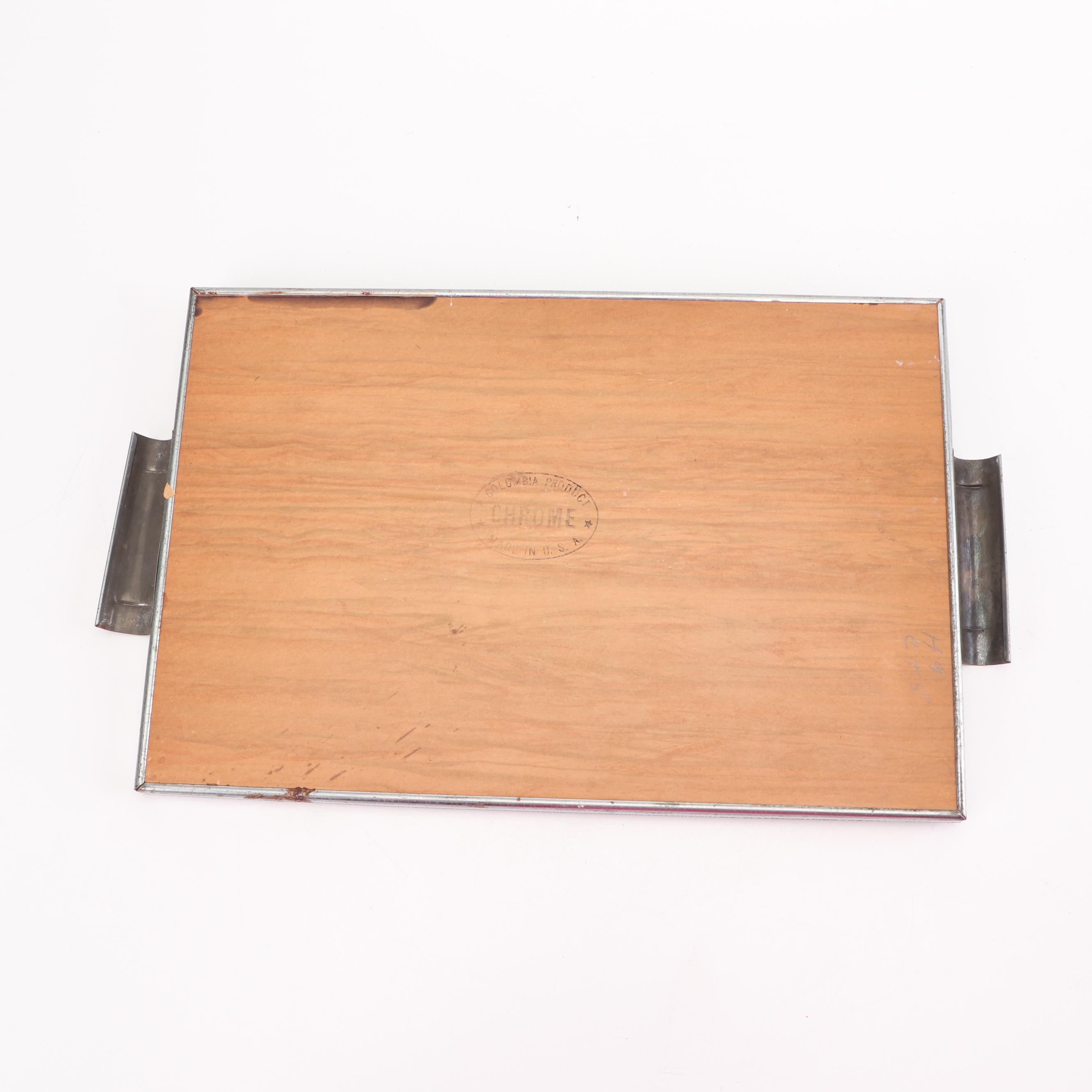 Hazel-Atlas Red "Ships" Glass Tumblers with Colombia Chrome Tray