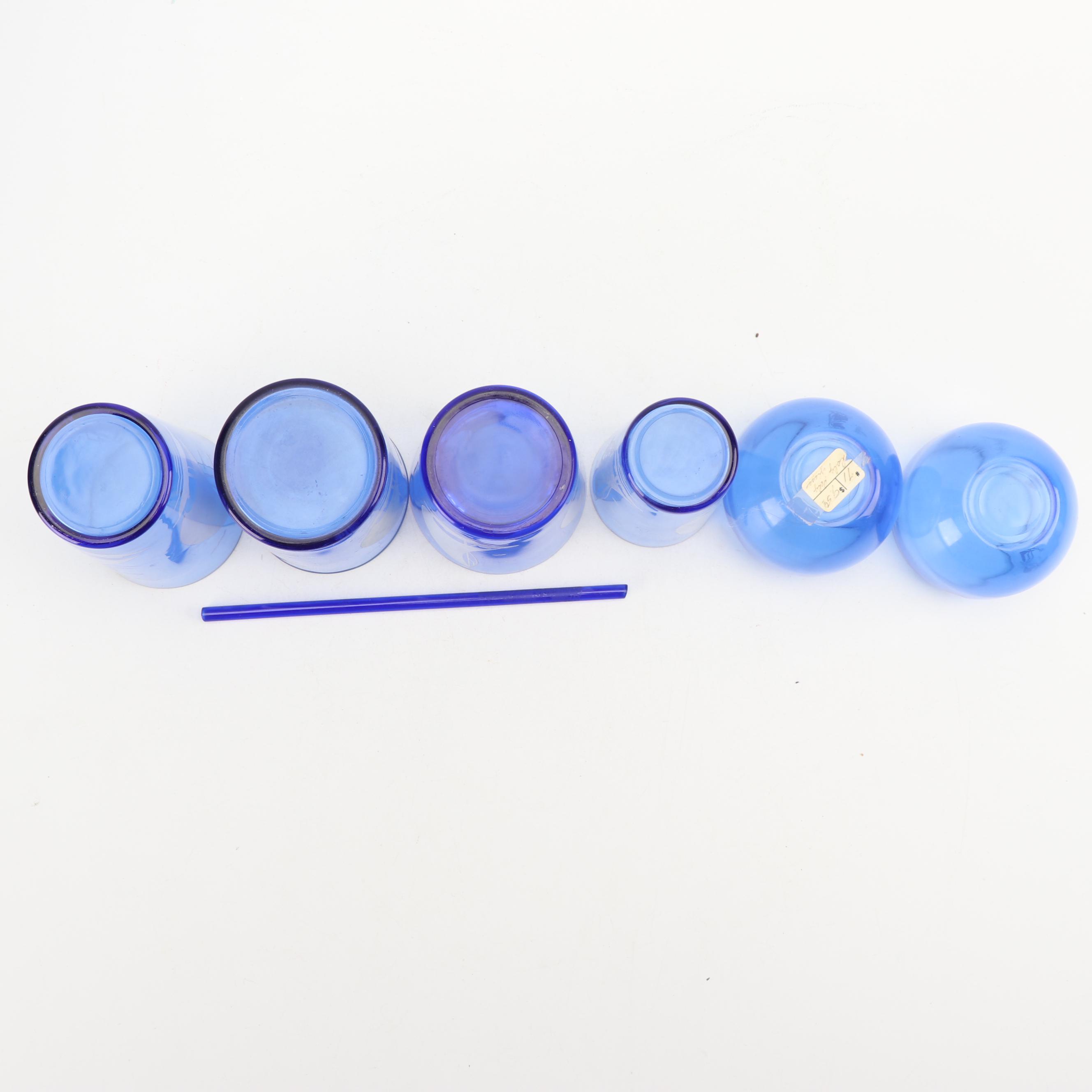 Hazel-Atlas Blue "Ships" Glassware, Vintage