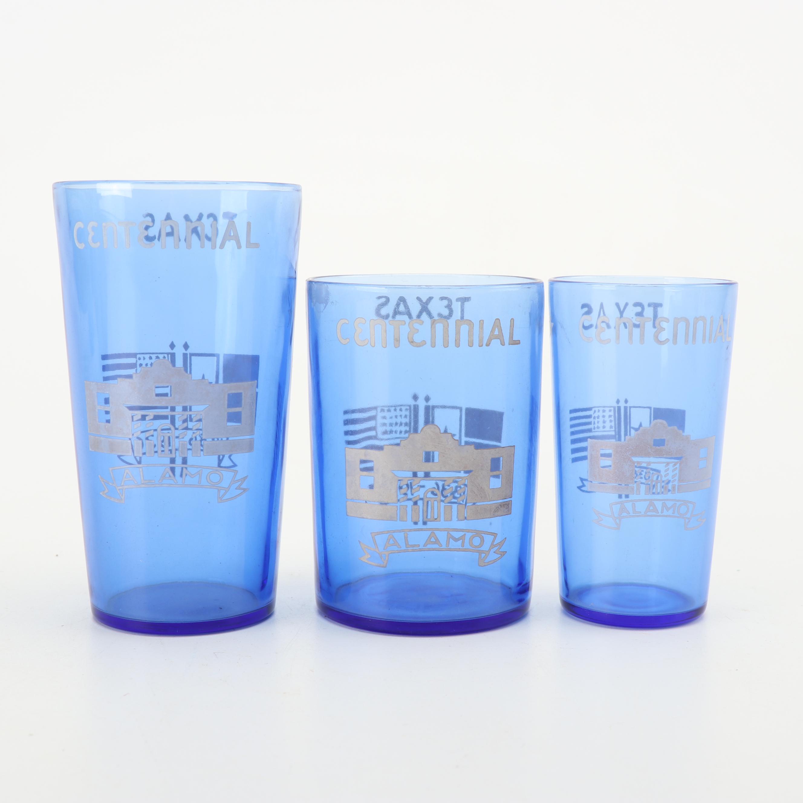 Hazel-Atlas "Texas Centennial" and "Atlantic City" Tumblers with Other Glassware