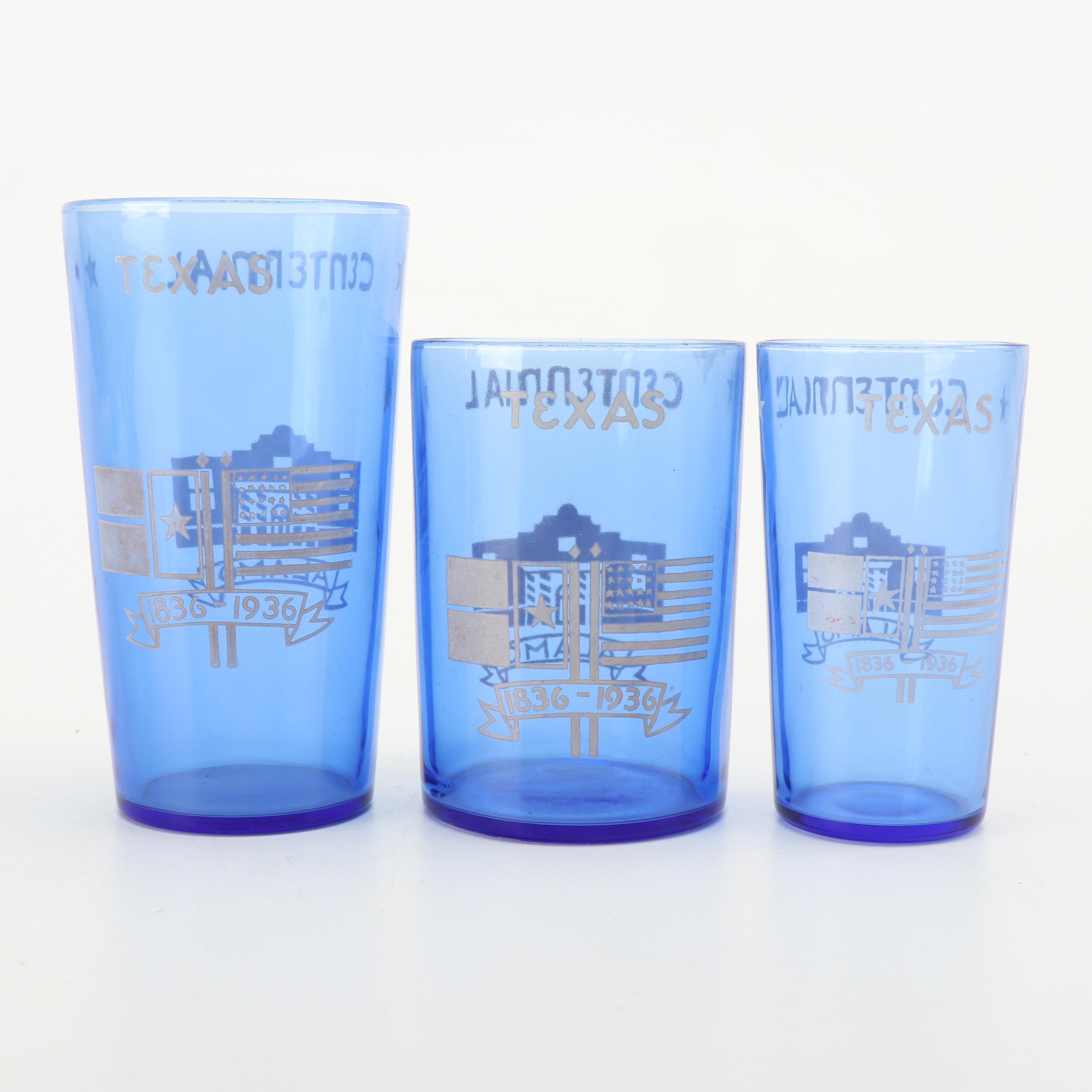 Hazel-Atlas "Texas Centennial" and "Atlantic City" Tumblers with Other Glassware