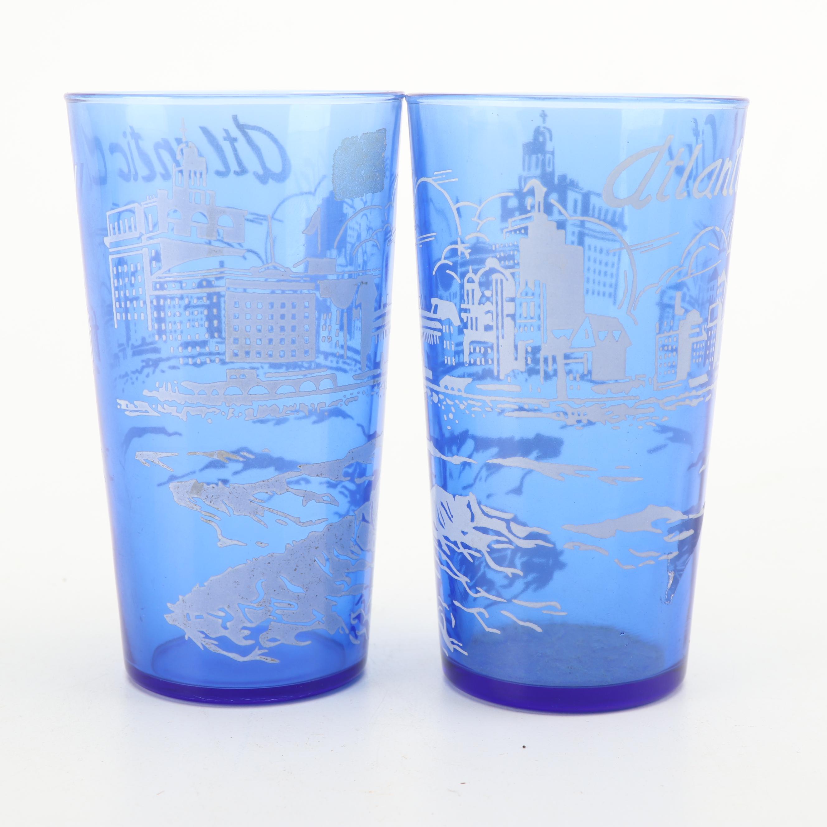 Hazel-Atlas "Texas Centennial" and "Atlantic City" Tumblers with Other Glassware