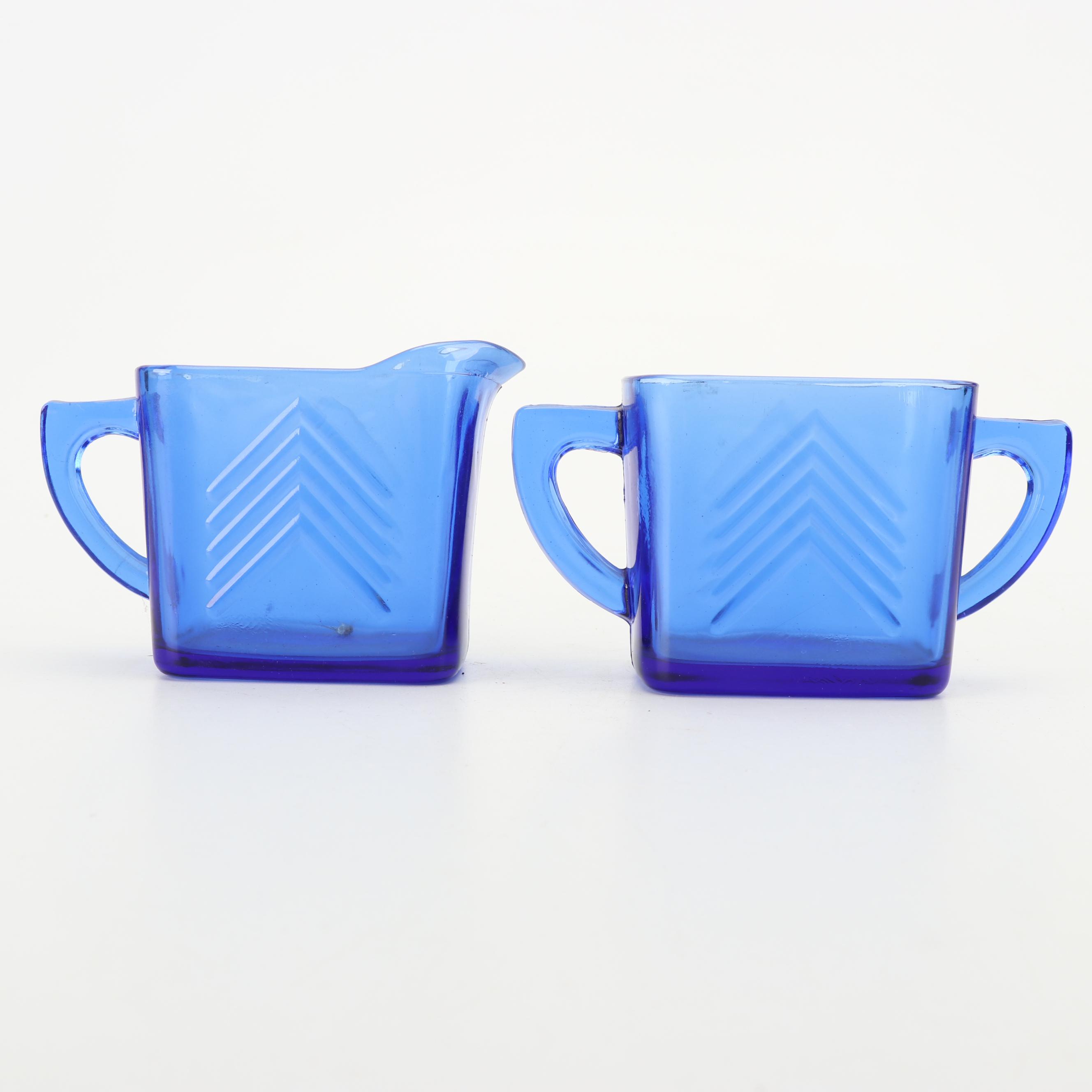 Hazel-Atlas Blue Glassware, Mid-Century