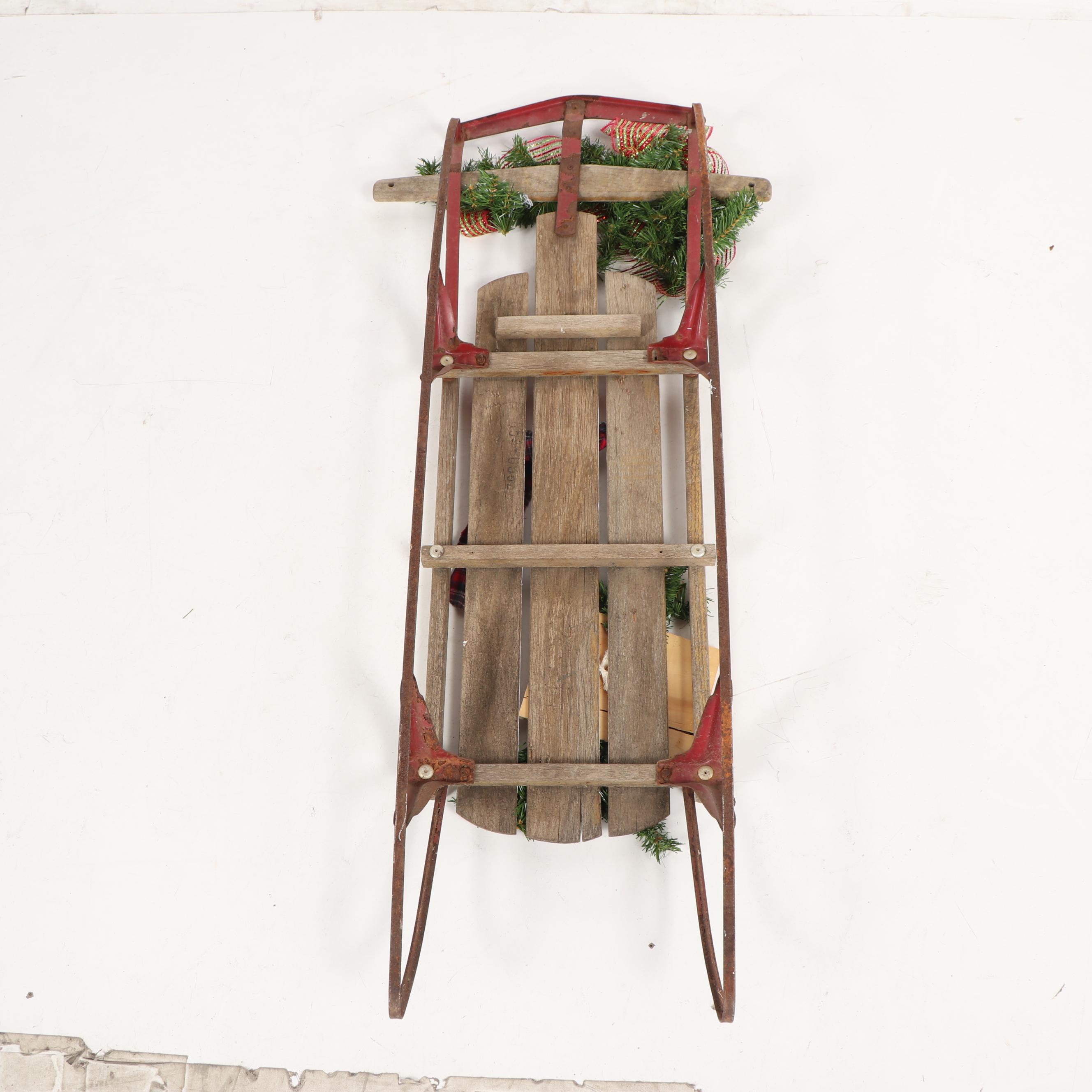 Hand-Painted "Welcome Friends" Snowman Sled