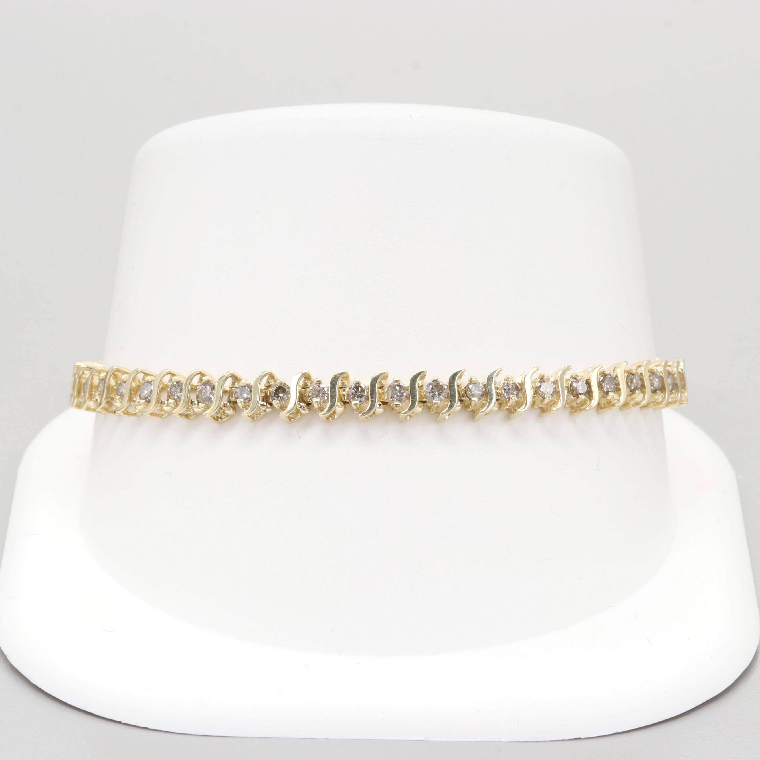 10K Yellow Gold 1.90 CTW Diamond Tennis Bracelet