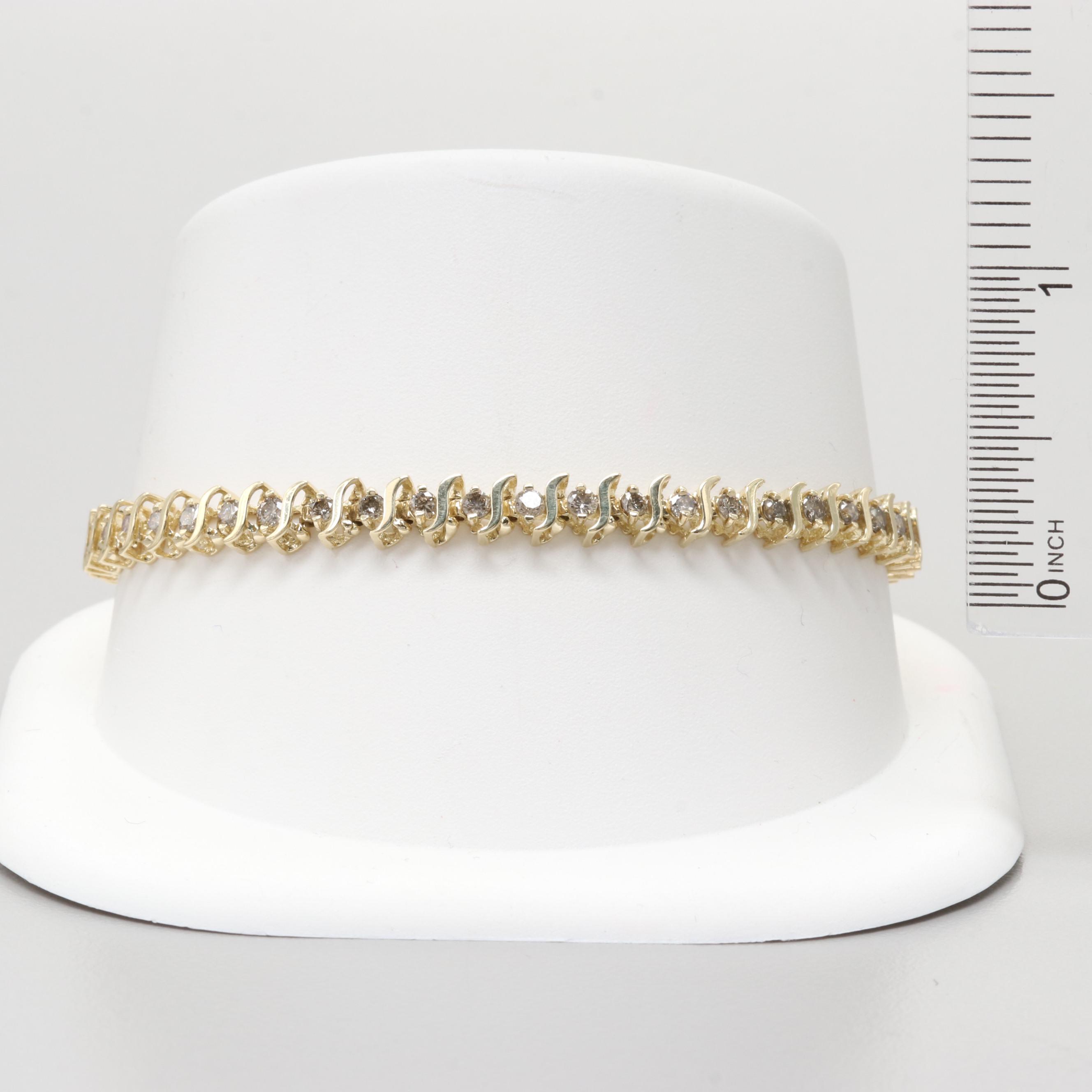 10K Yellow Gold 1.90 CTW Diamond Tennis Bracelet