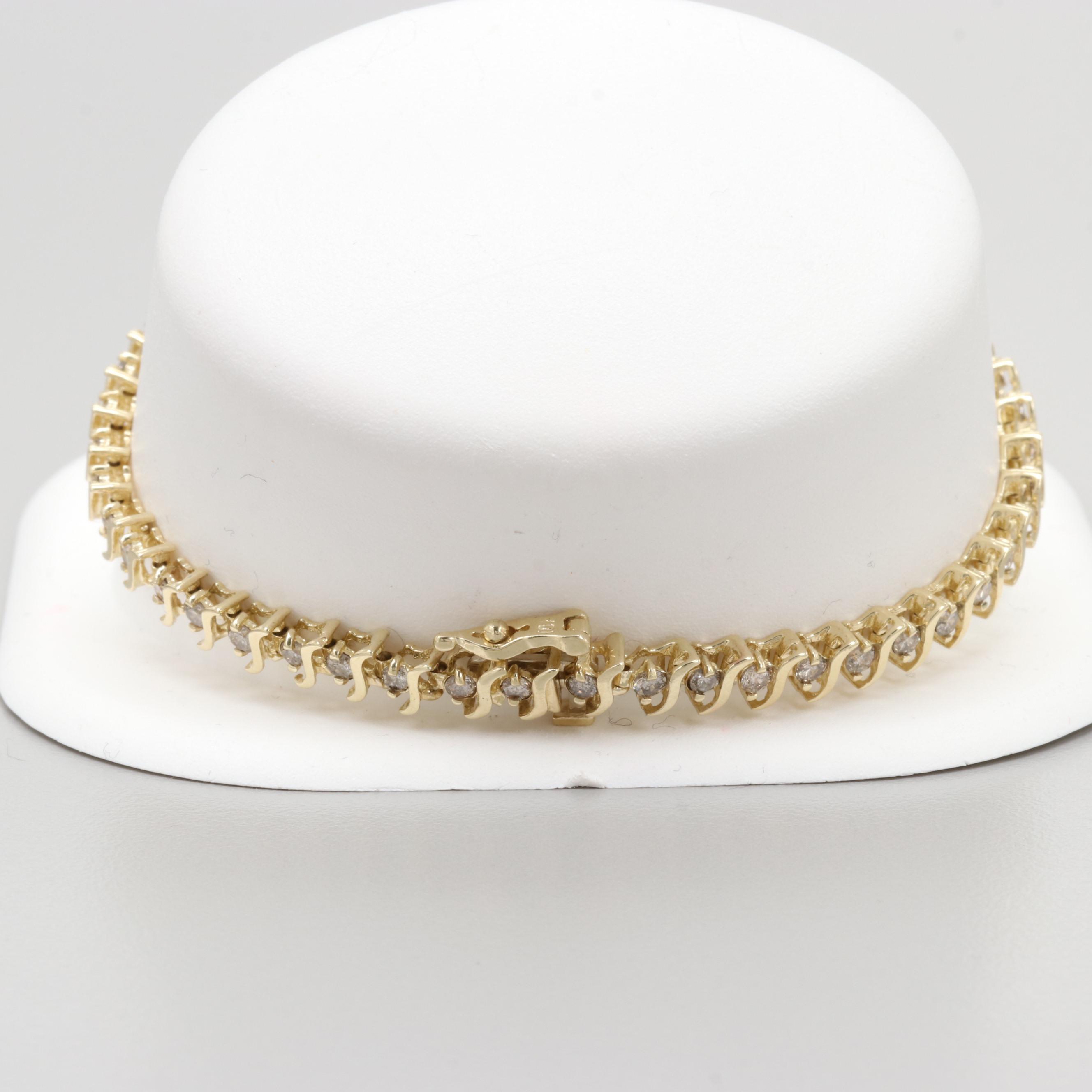 10K Yellow Gold 1.90 CTW Diamond Tennis Bracelet