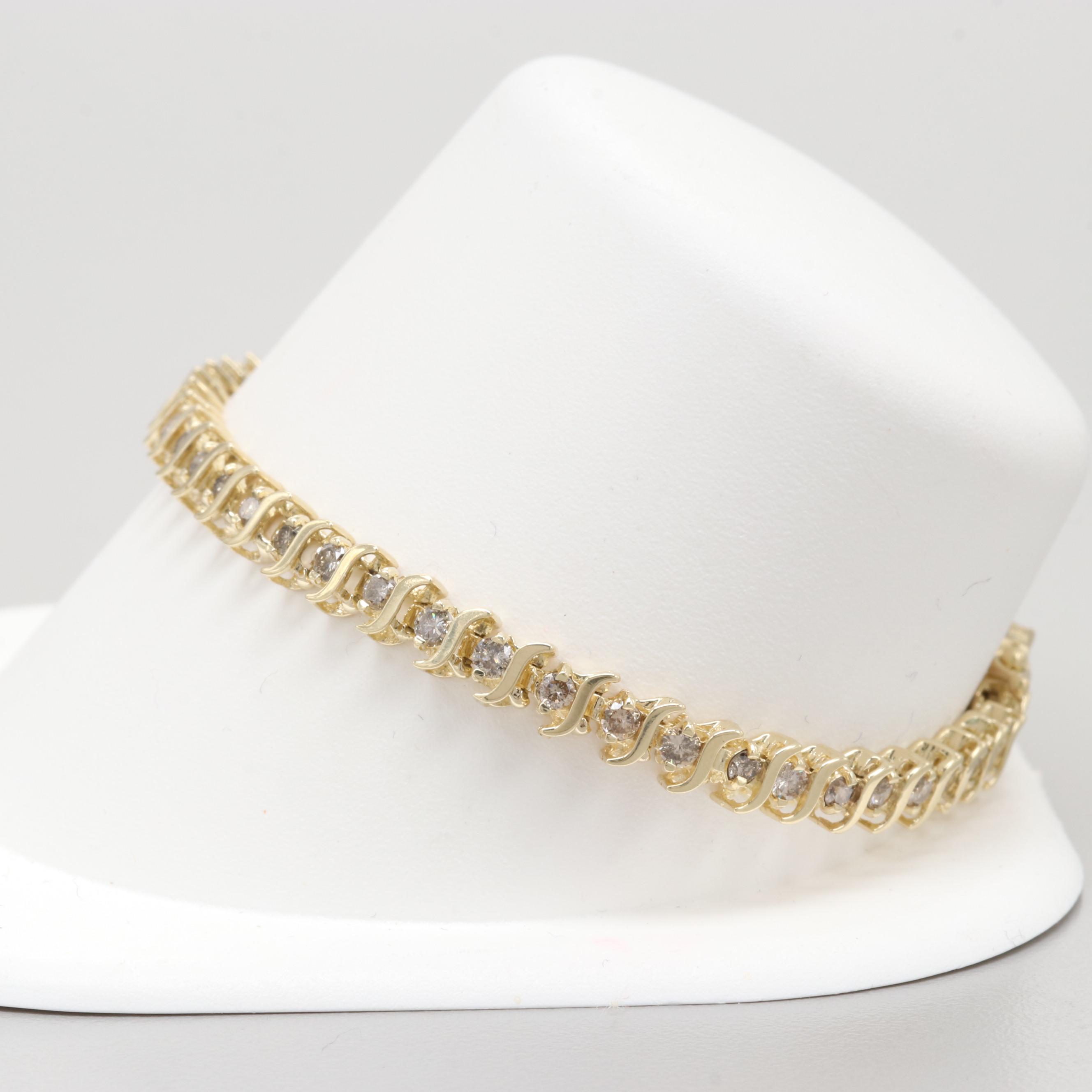 10K Yellow Gold 1.90 CTW Diamond Tennis Bracelet