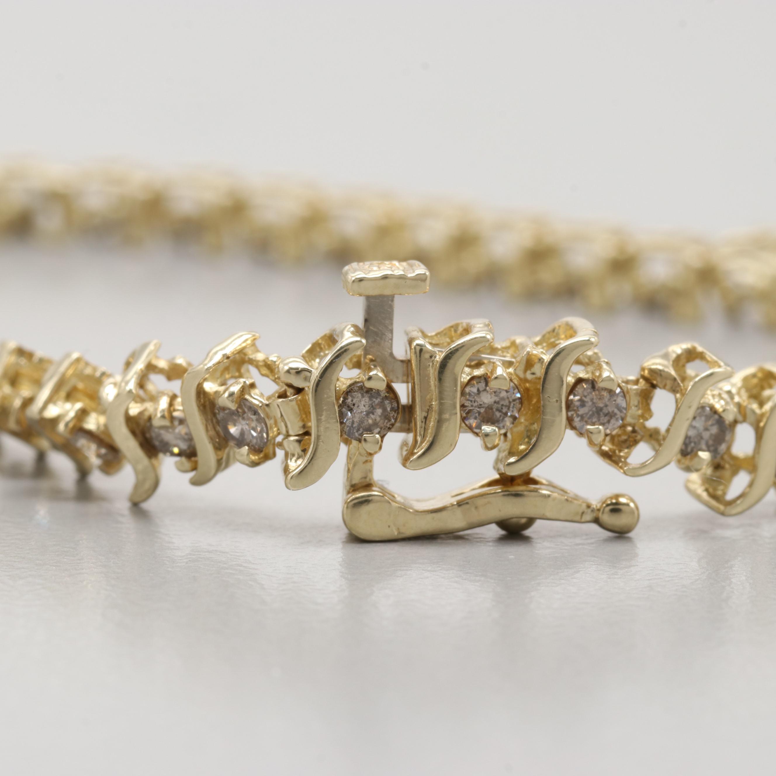 10K Yellow Gold 1.90 CTW Diamond Tennis Bracelet