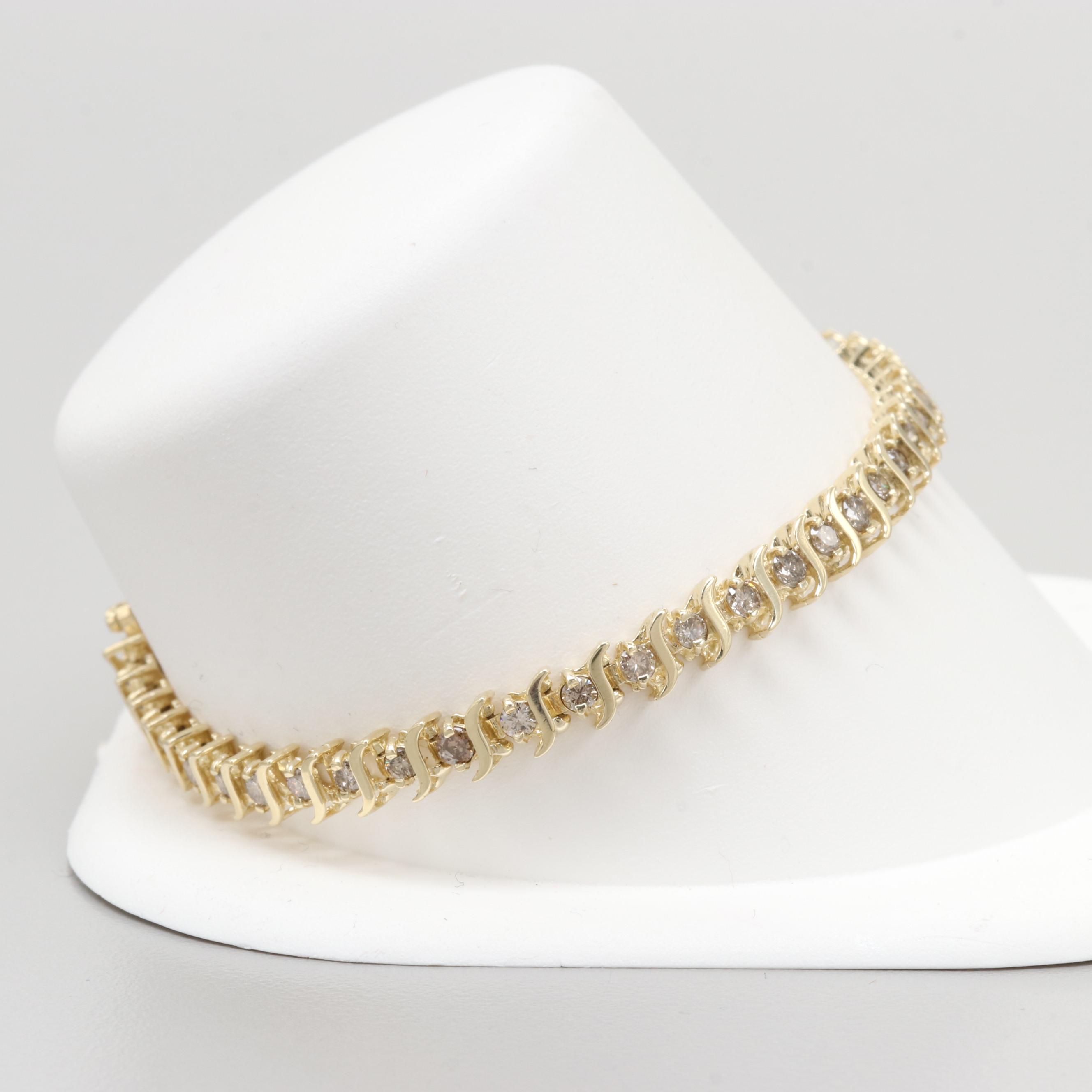10K Yellow Gold 1.90 CTW Diamond Tennis Bracelet