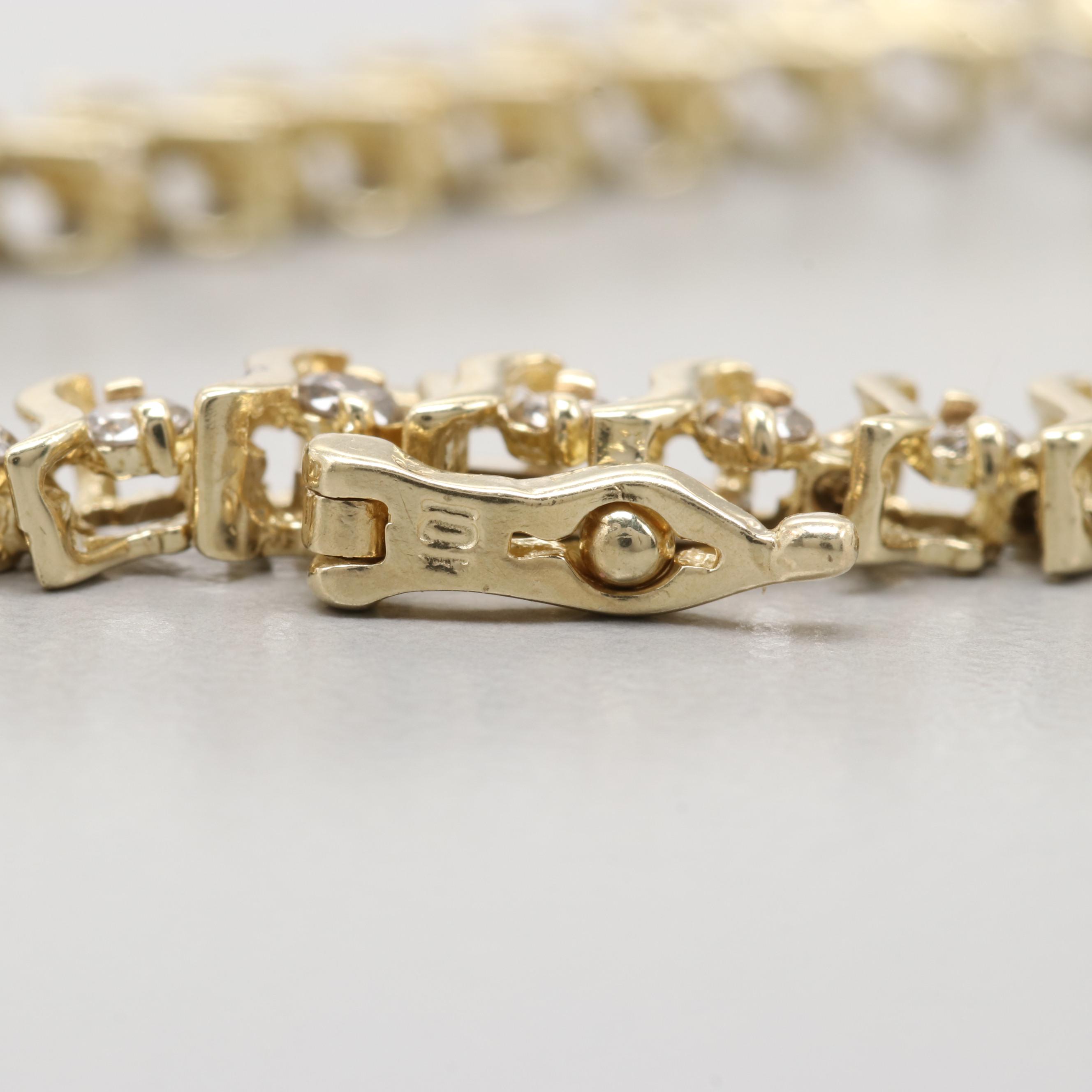 10K Yellow Gold 1.90 CTW Diamond Tennis Bracelet