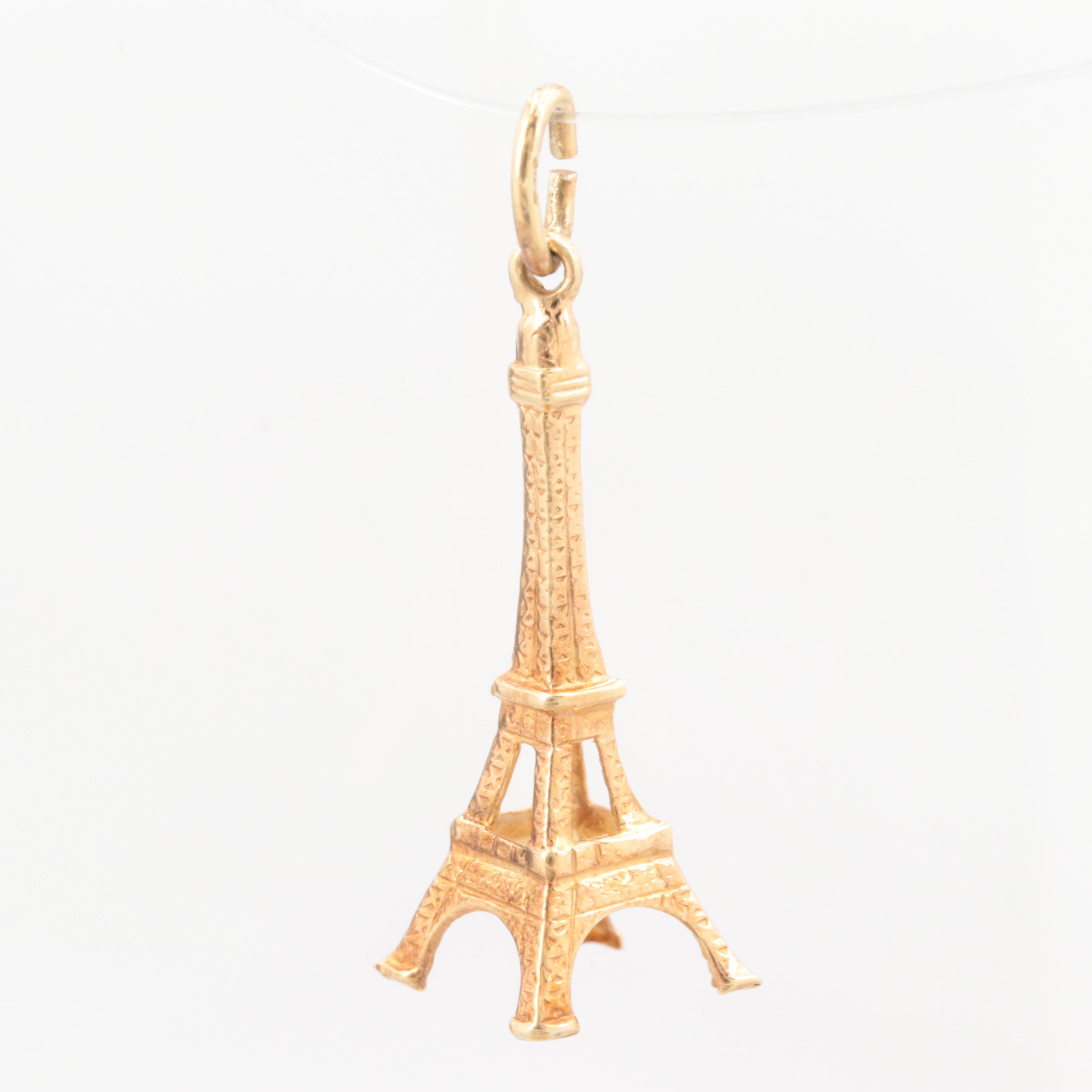 14K Yellow Gold Eiffel Tower Pendant