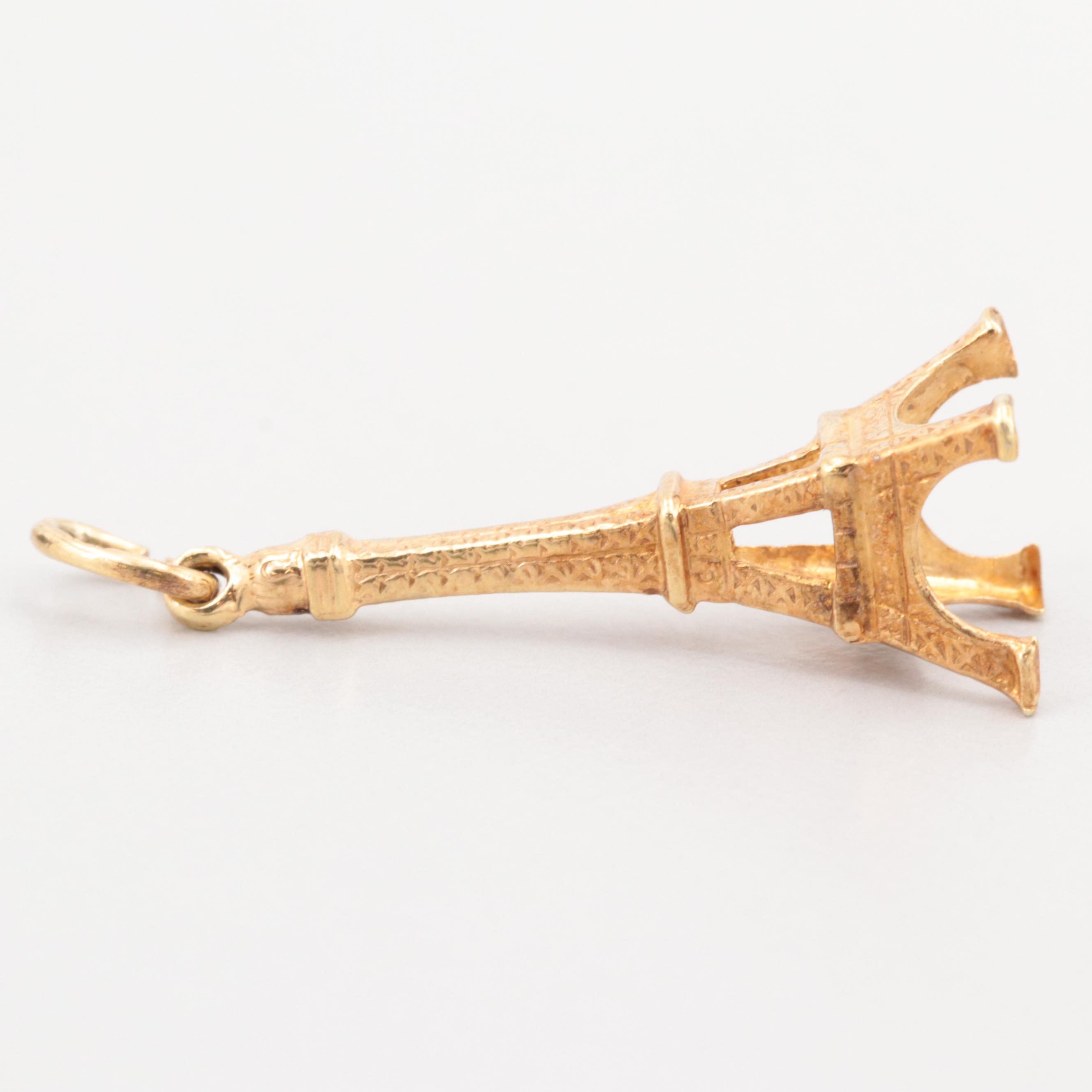 14K Yellow Gold Eiffel Tower Pendant