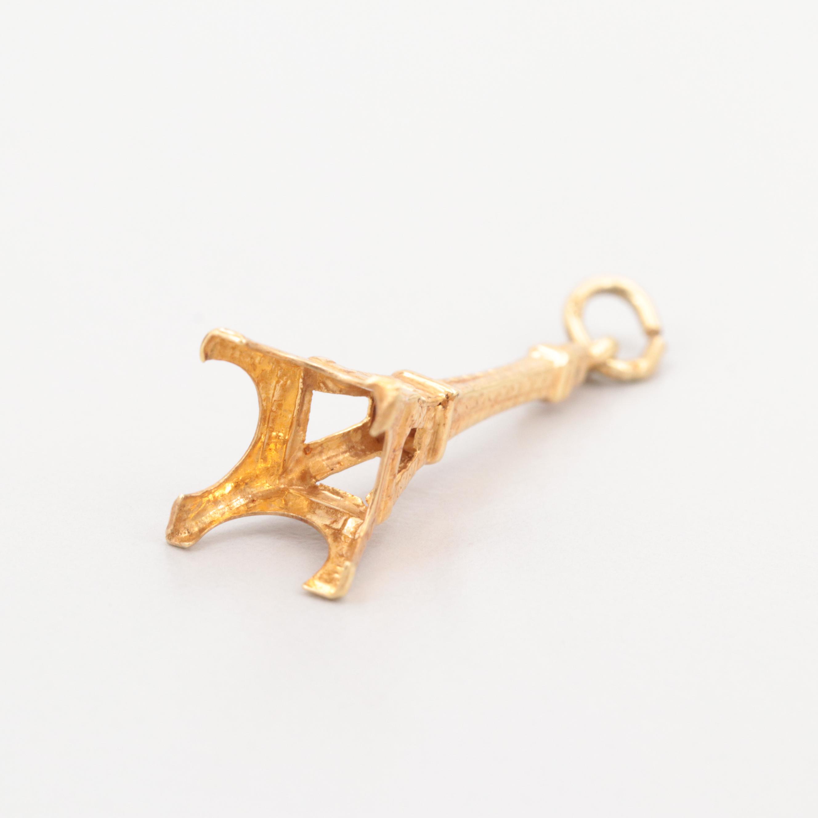 14K Yellow Gold Eiffel Tower Pendant