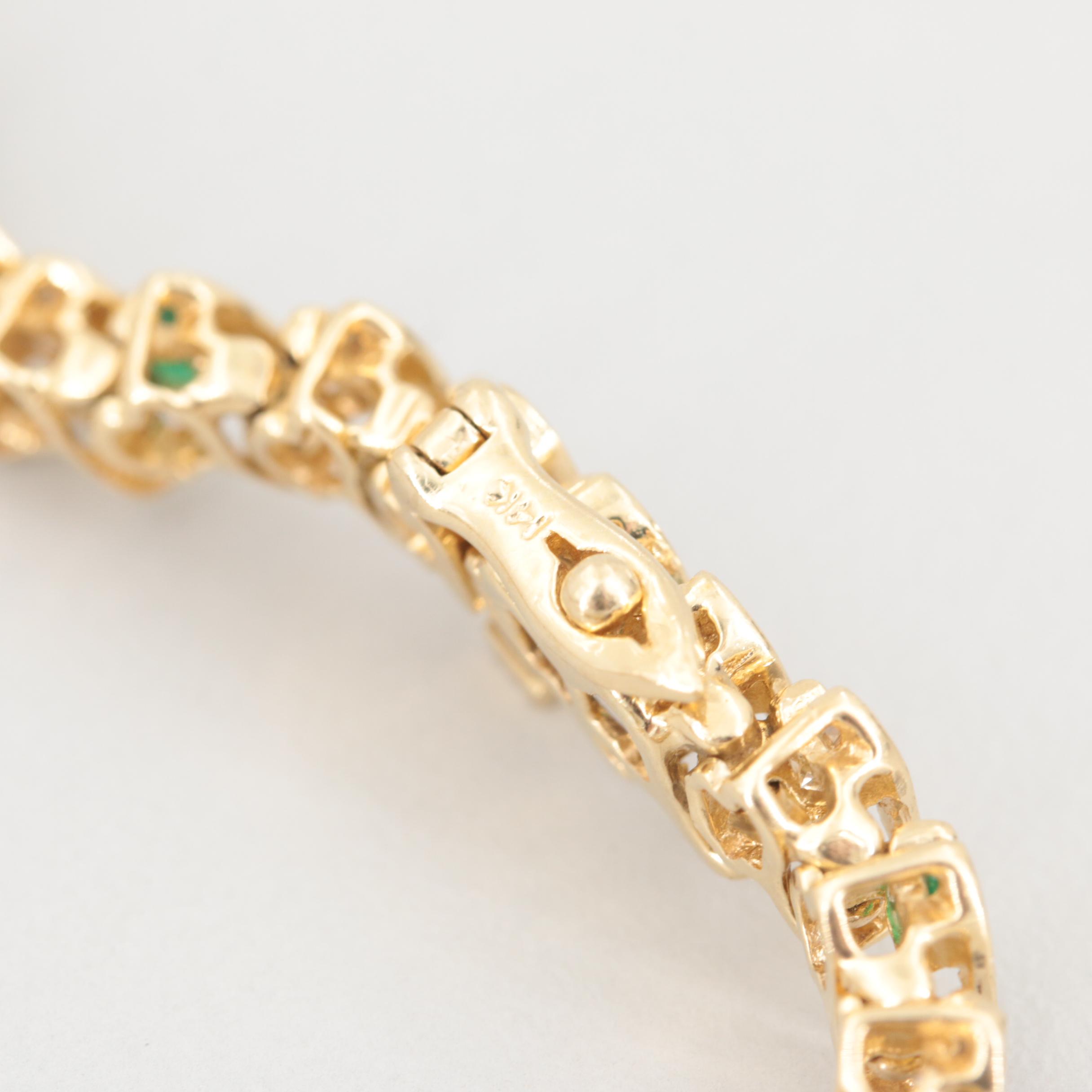 14K Yellow Gold 1.54 CTW Diamond and Emerald Bracelet