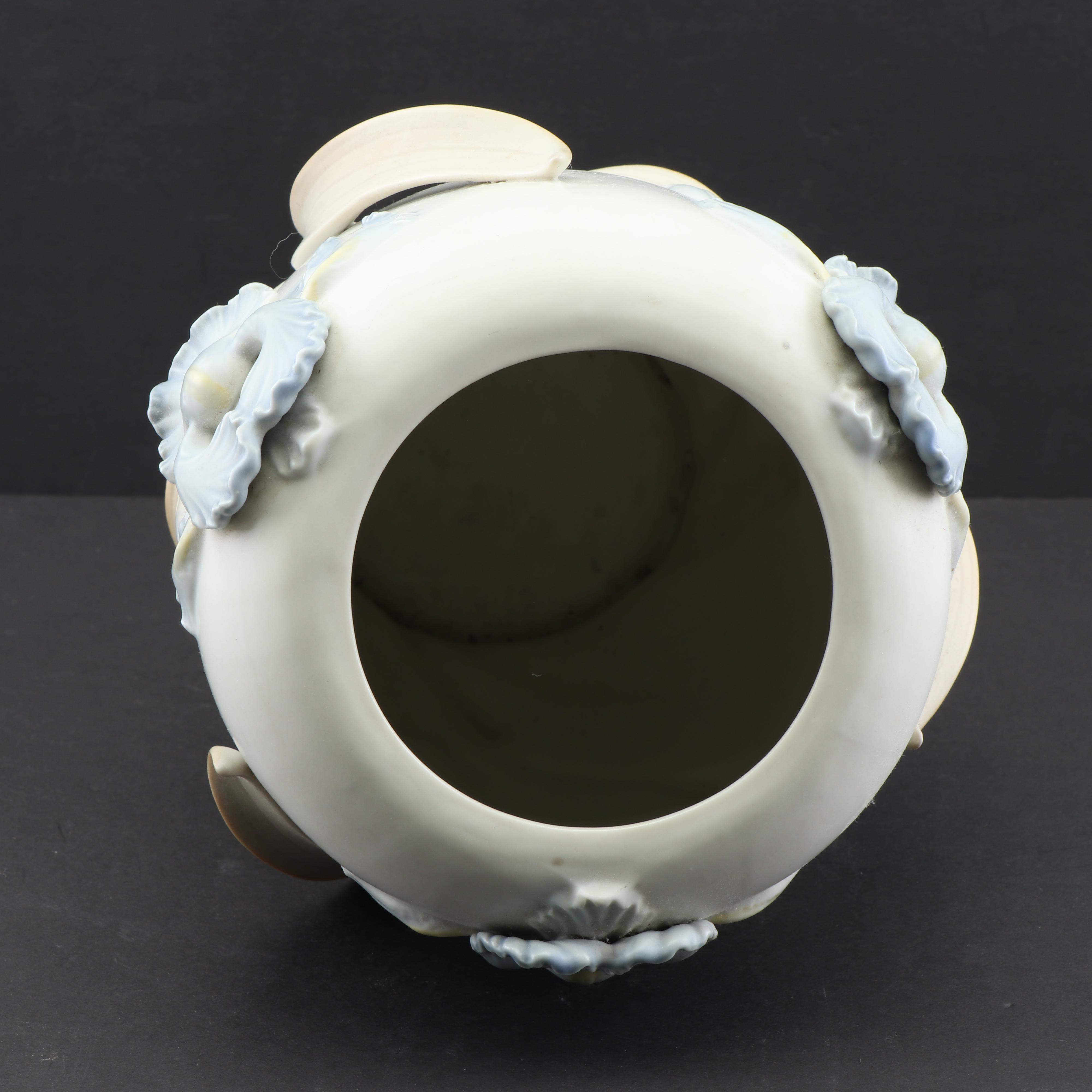 Fitz and Floyd High Relief "Iris" Vase, 1982