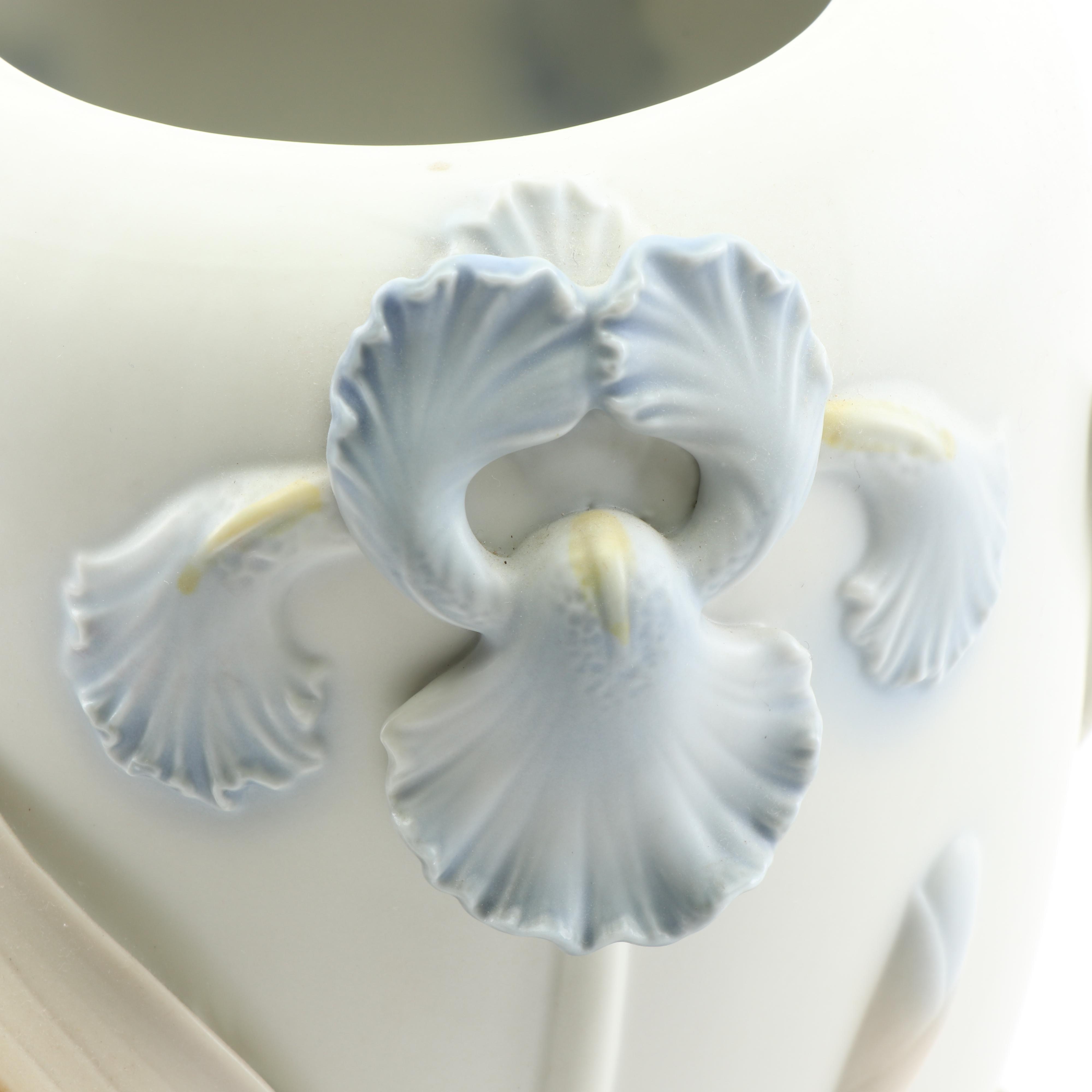 Fitz and Floyd High Relief "Iris" Vase, 1982