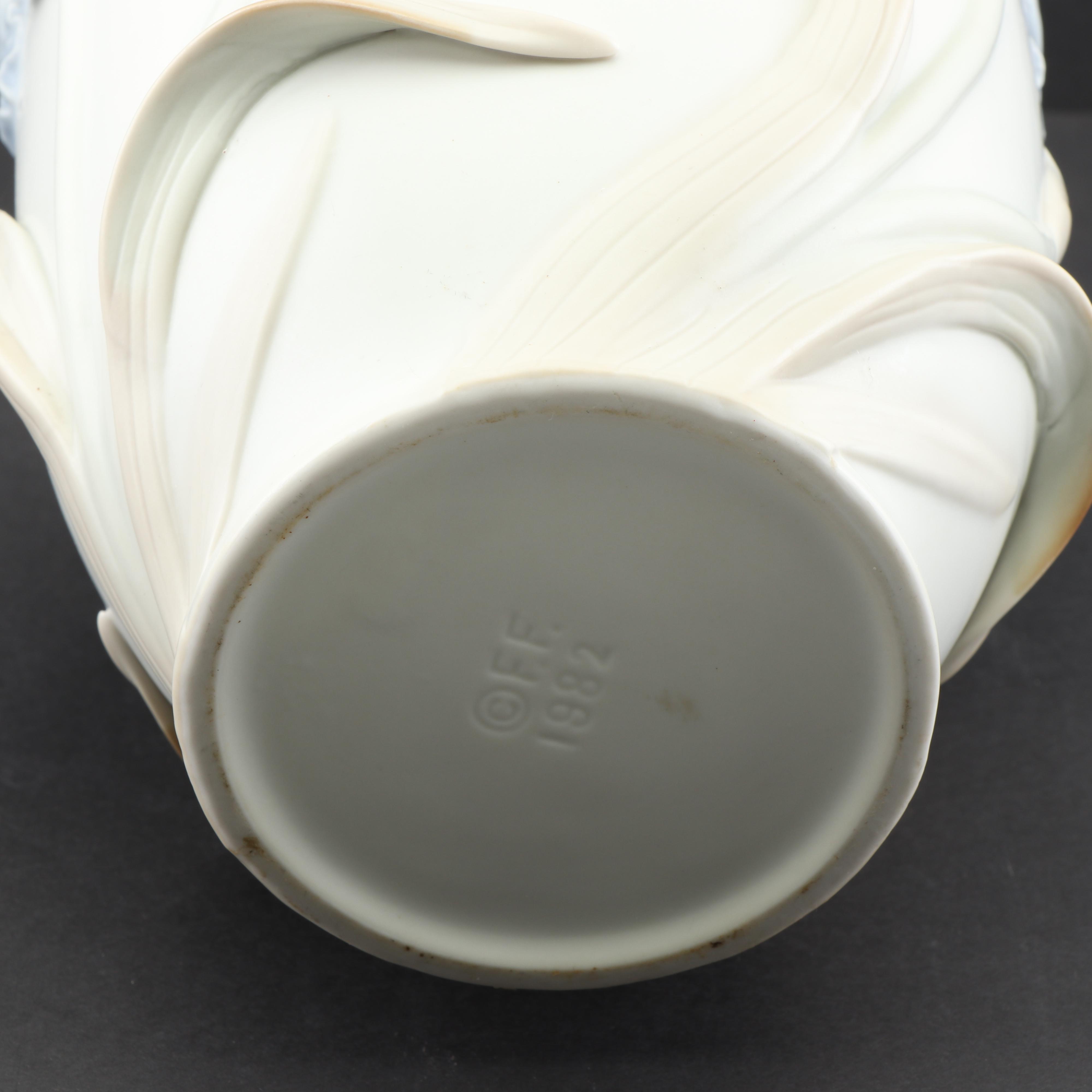 Fitz and Floyd High Relief "Iris" Vase, 1982