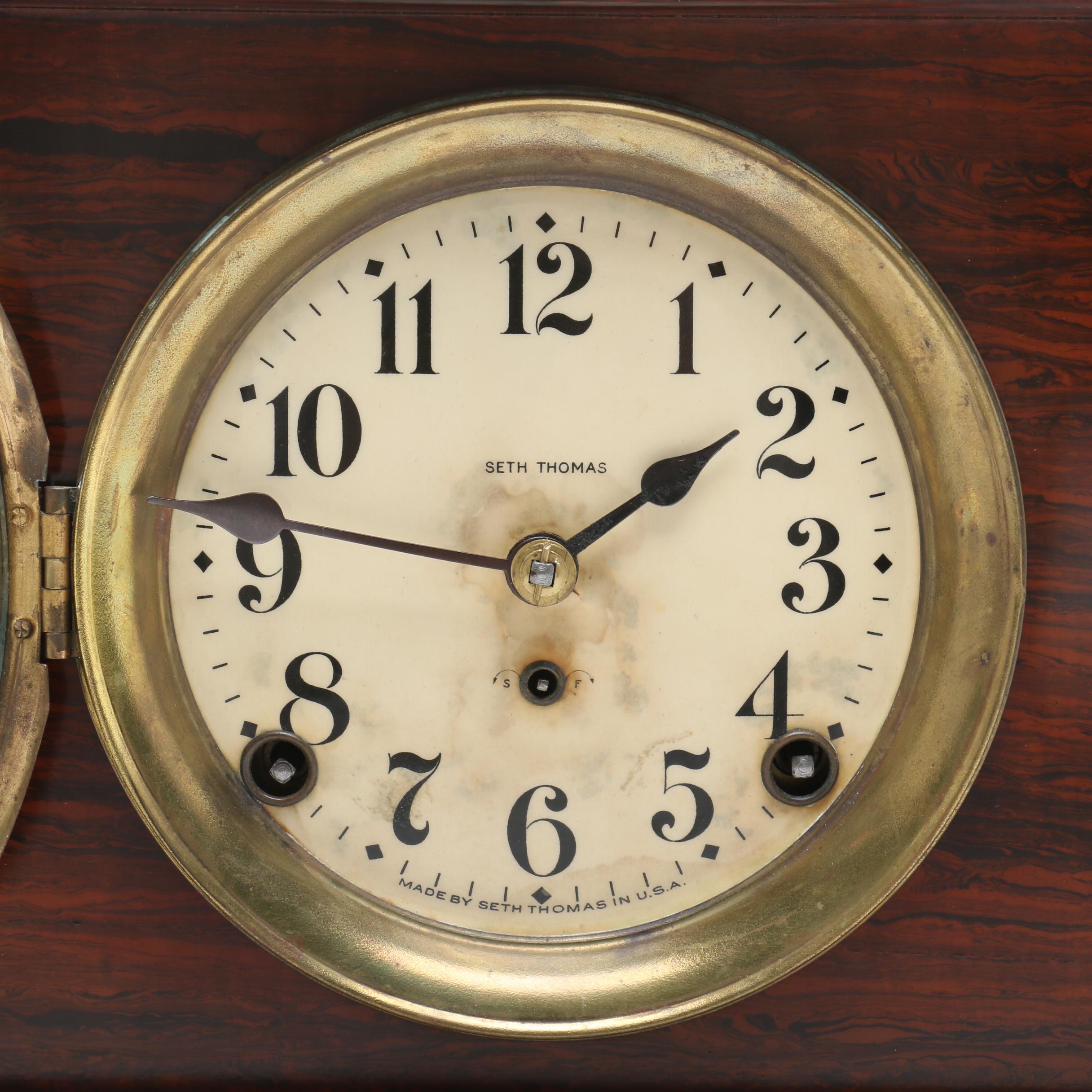 Seth Thomas Adamantine Veneer Mantel Clock, Early 20th Century