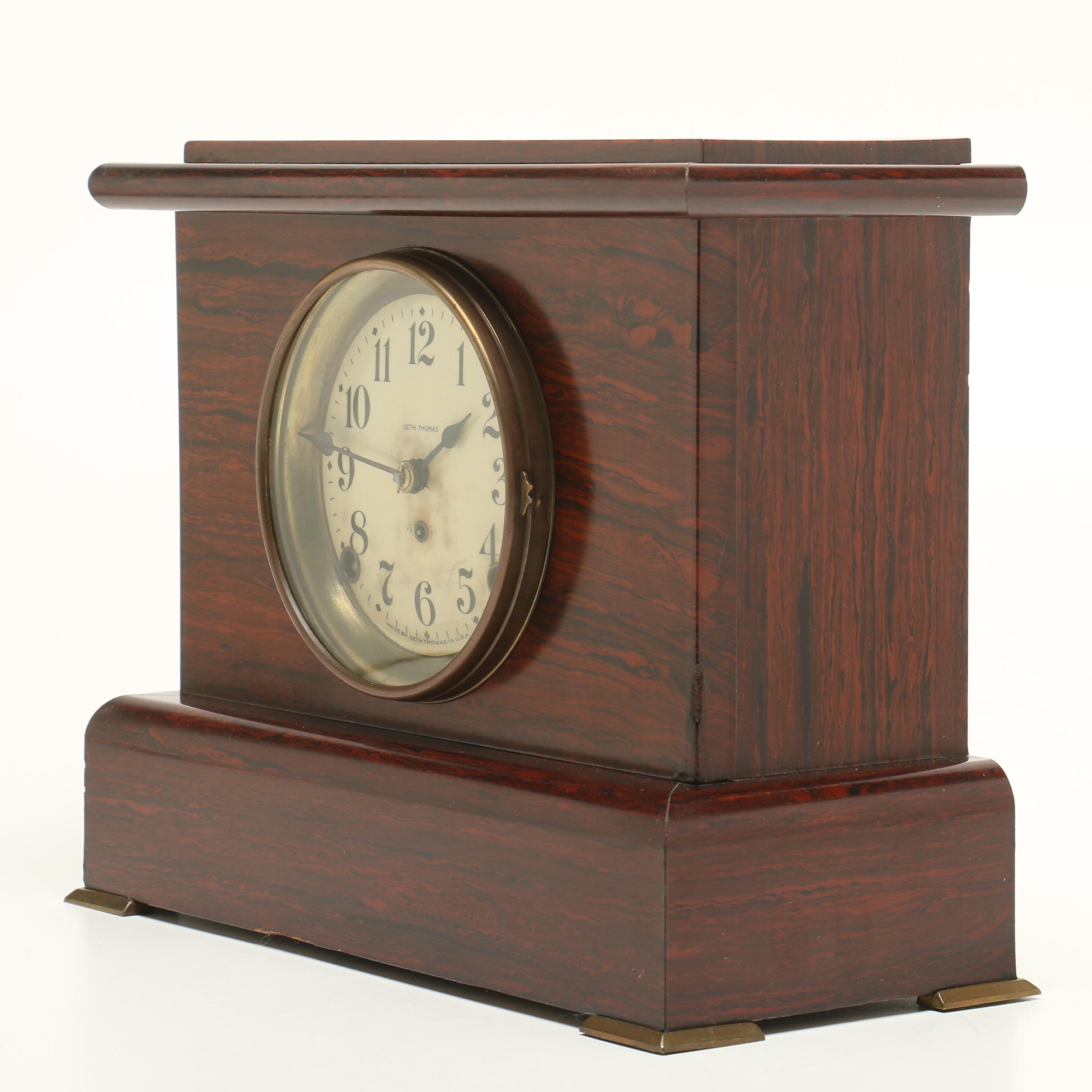 Seth Thomas Adamantine Veneer Mantel Clock, Early 20th Century