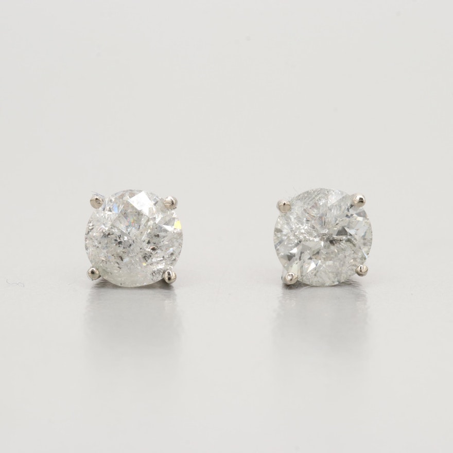 14K White Gold 1.24 CTW Diamond Earrings