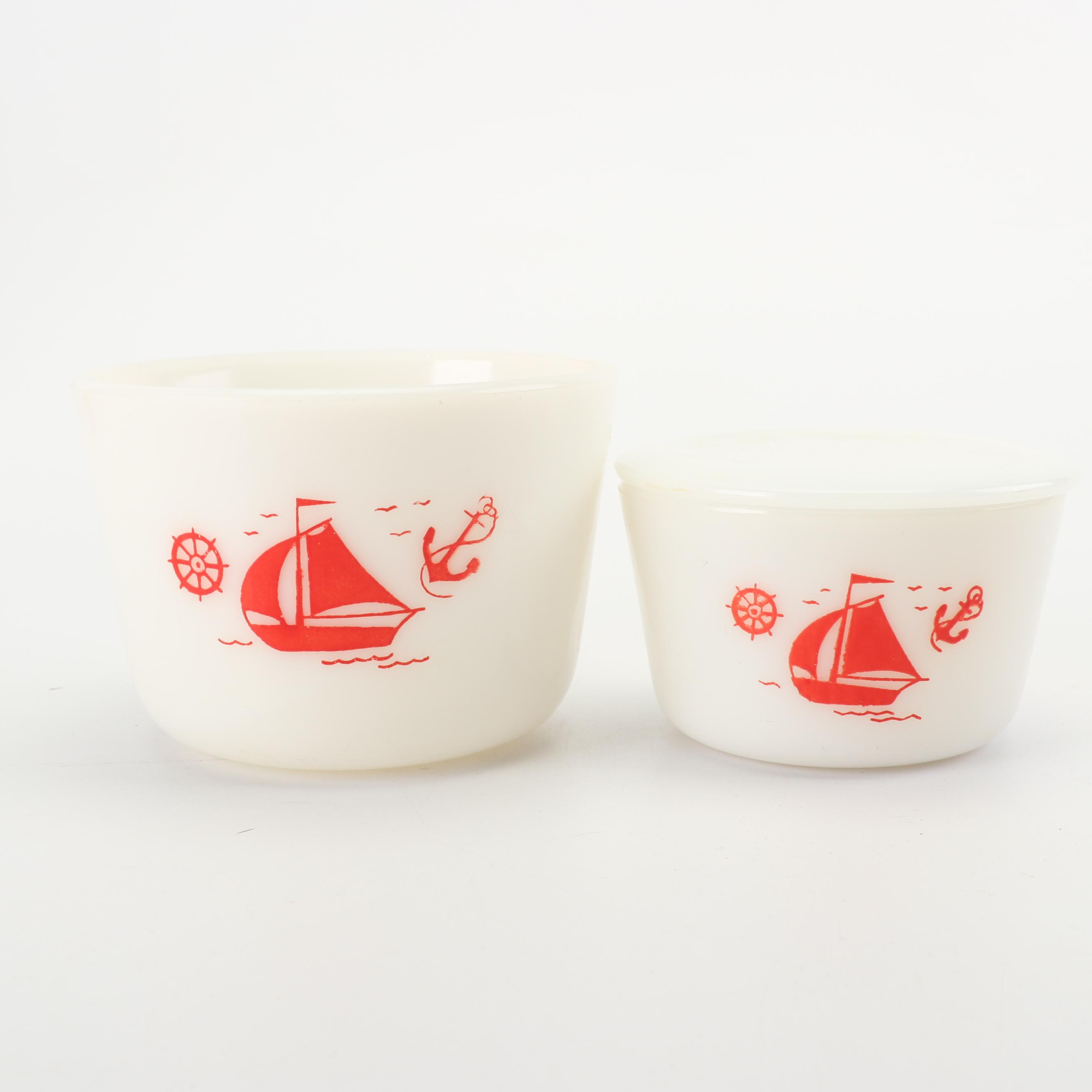 Vintage Kitchen Cook and Serveware including Milk Glass and Enamelware