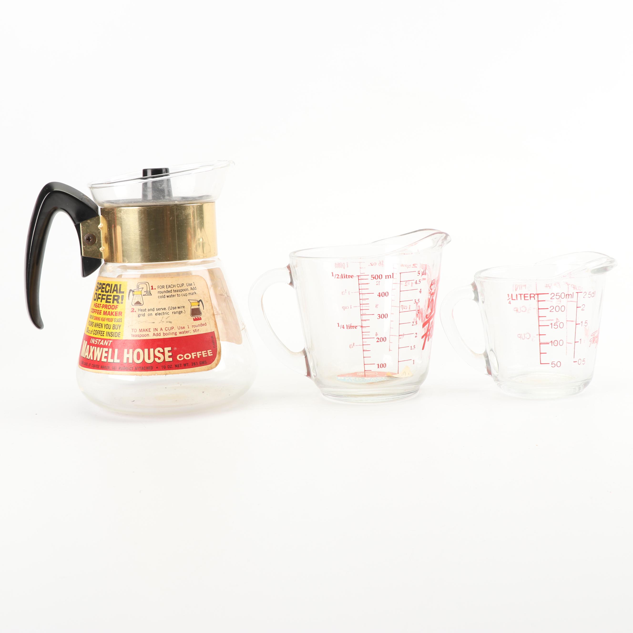 Vintage Kitchen Cook and Serveware including Milk Glass and Enamelware