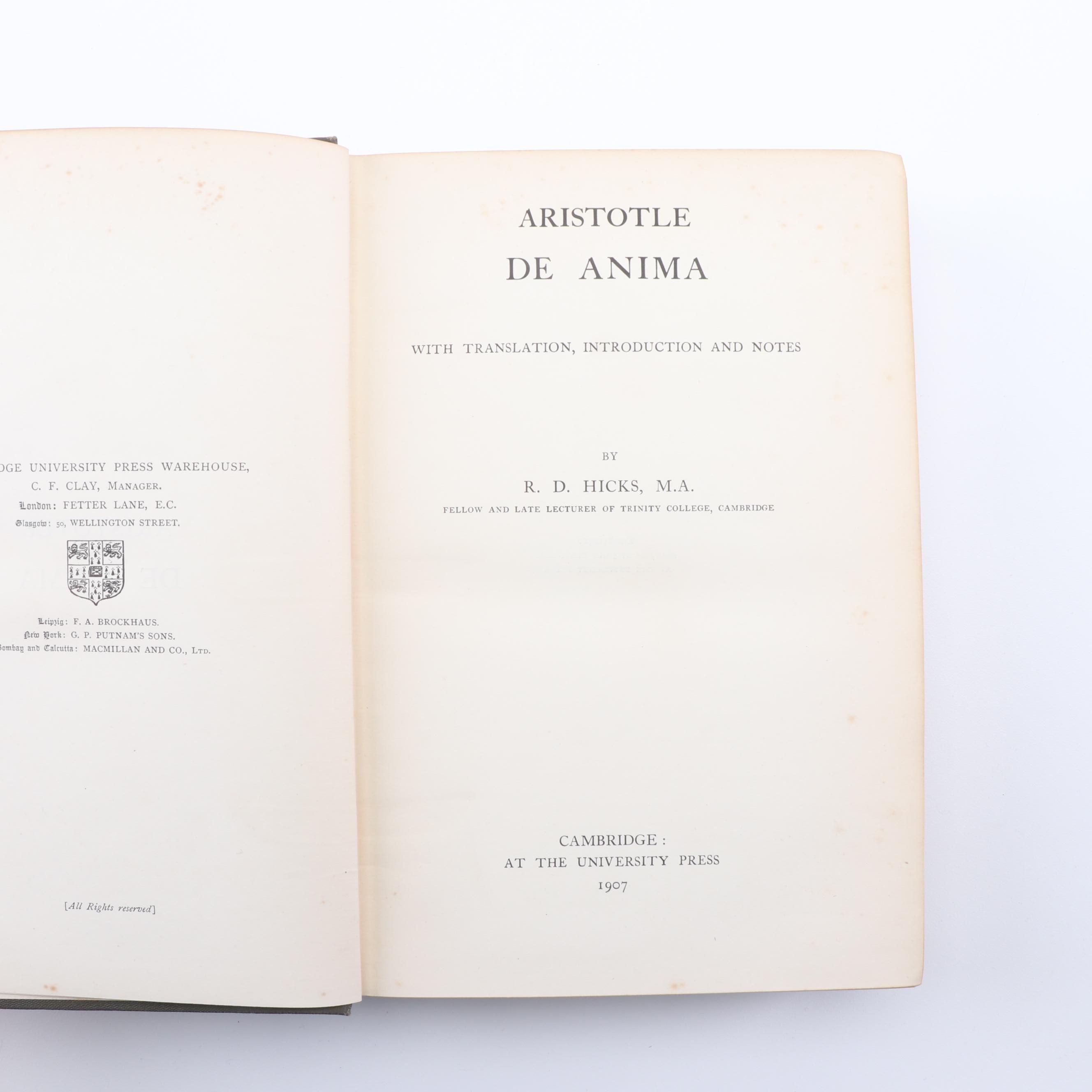 "The Rhetoric of Aristotle" and Other Books in English and German