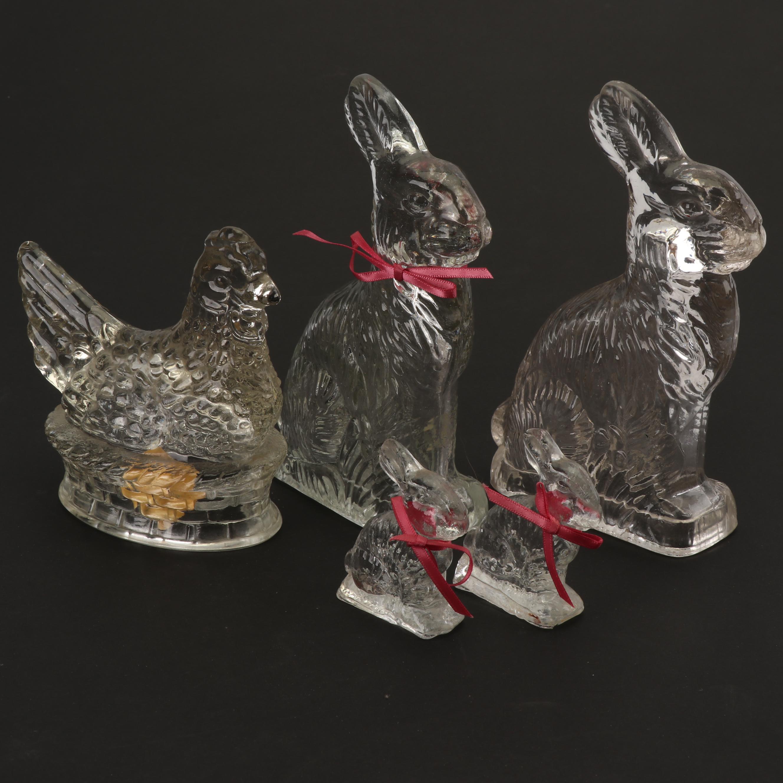 J. H. Millstein Jeanette Glass Rabbit Candy Containers with Others