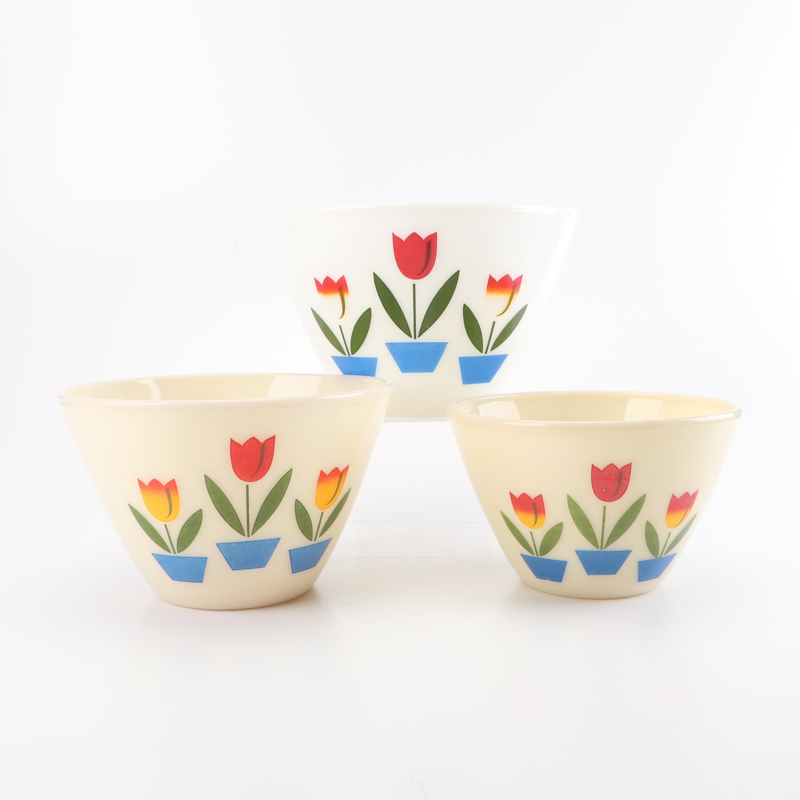 Anchor Hocking Fire-King "Tulip" Glass Mixing Bowls and Shakers