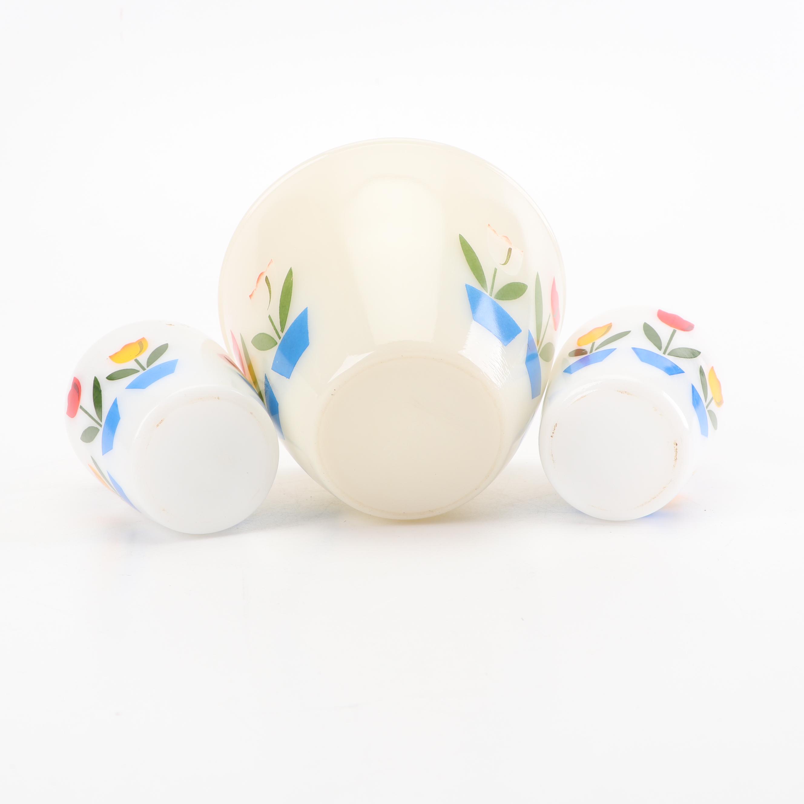 Anchor Hocking Fire-King "Tulip" Glass Mixing Bowls and Shakers