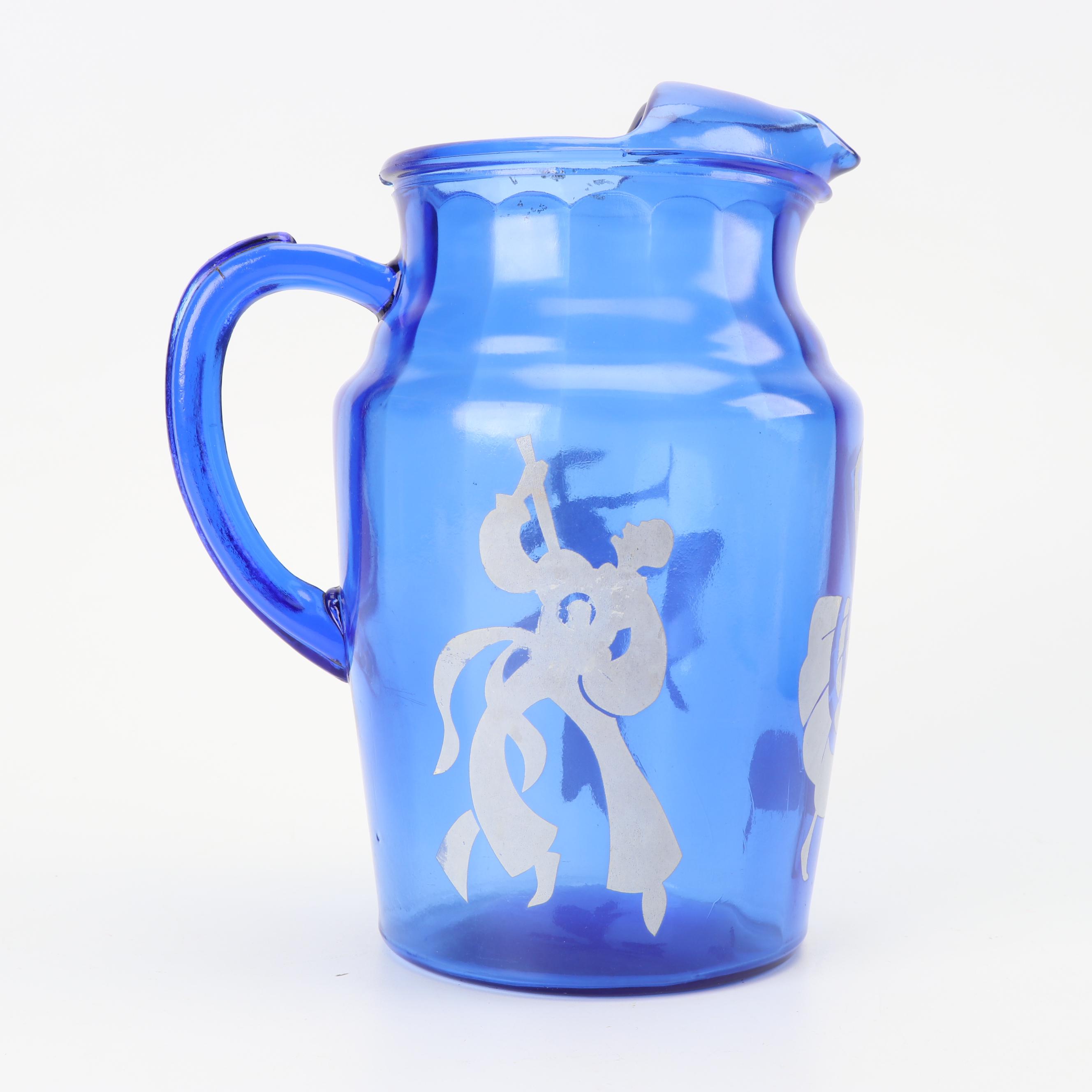 Hazel-Atlas Cobalt "Flamenco" and "Afghan and Scottie Dog" Serveware