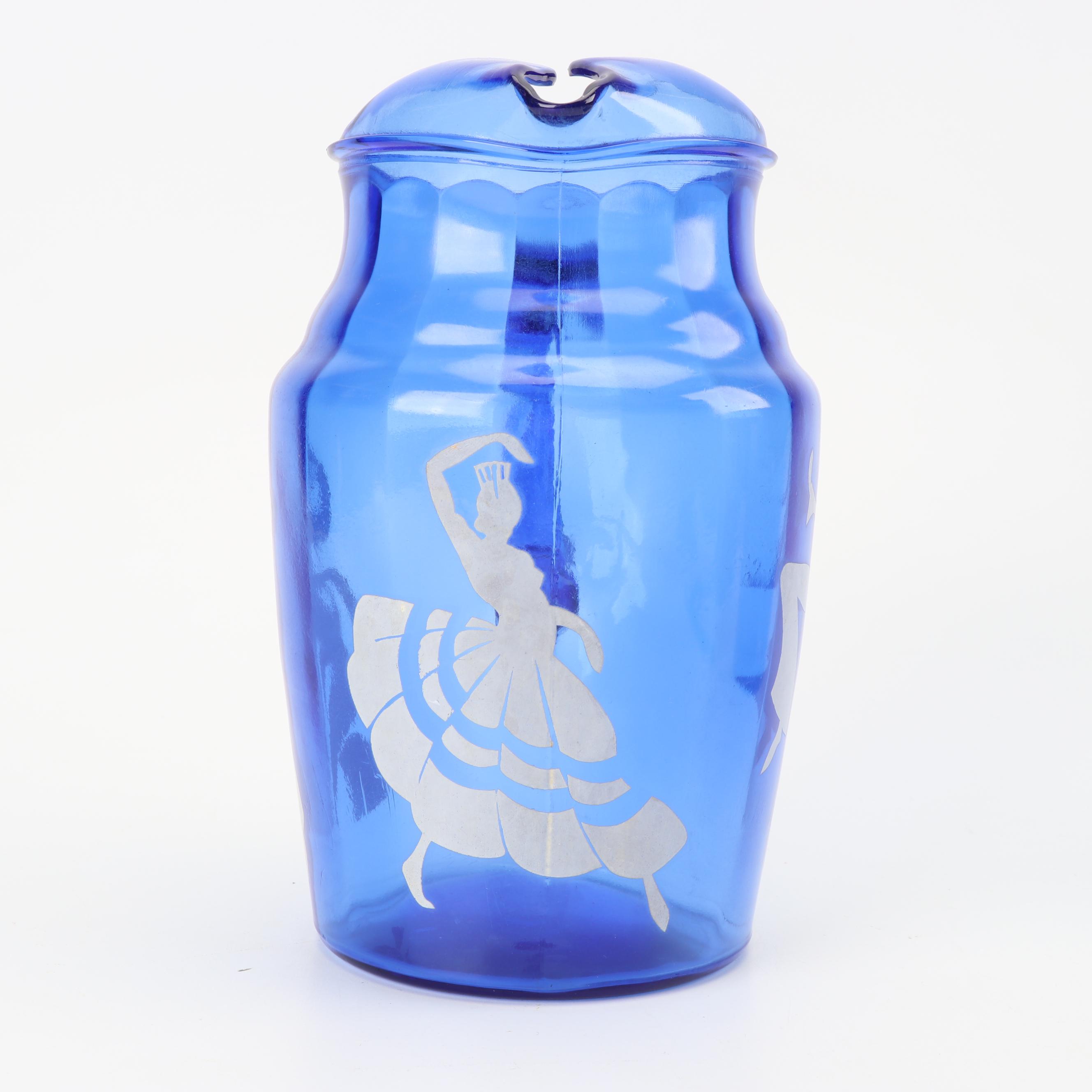 Hazel-Atlas Cobalt "Flamenco" and "Afghan and Scottie Dog" Serveware