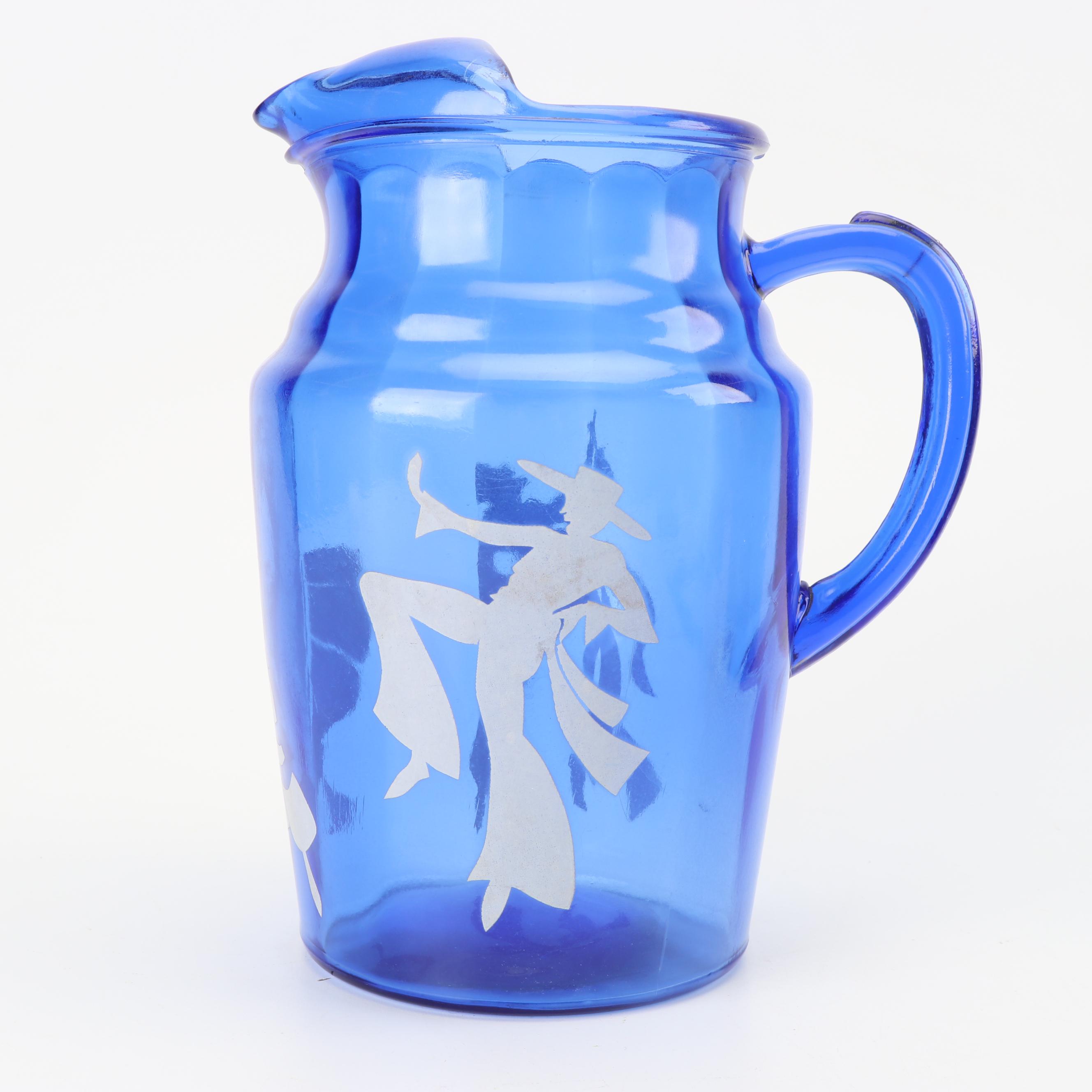 Hazel-Atlas Cobalt "Flamenco" and "Afghan and Scottie Dog" Serveware