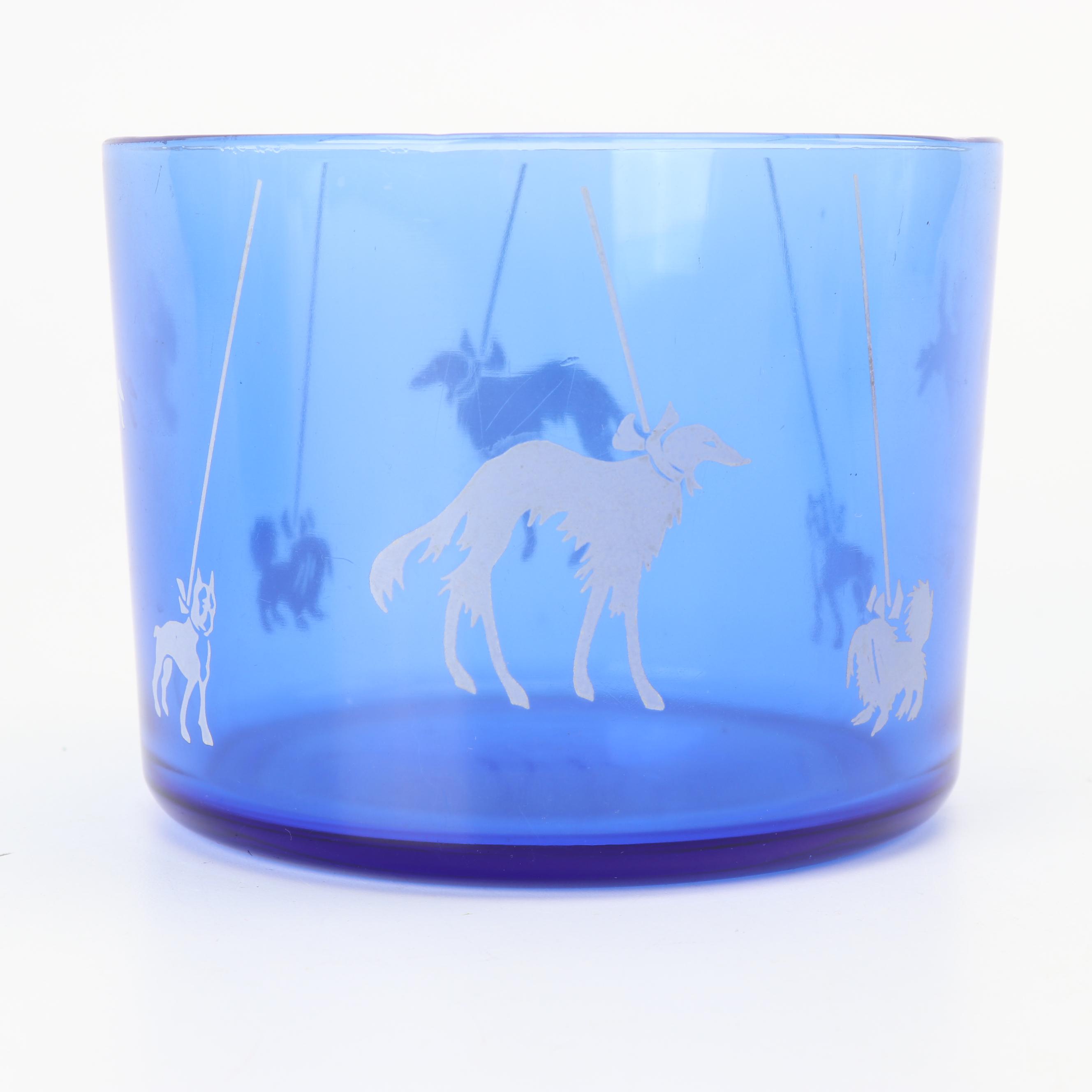 Hazel-Atlas Cobalt "Flamenco" and "Afghan and Scottie Dog" Serveware