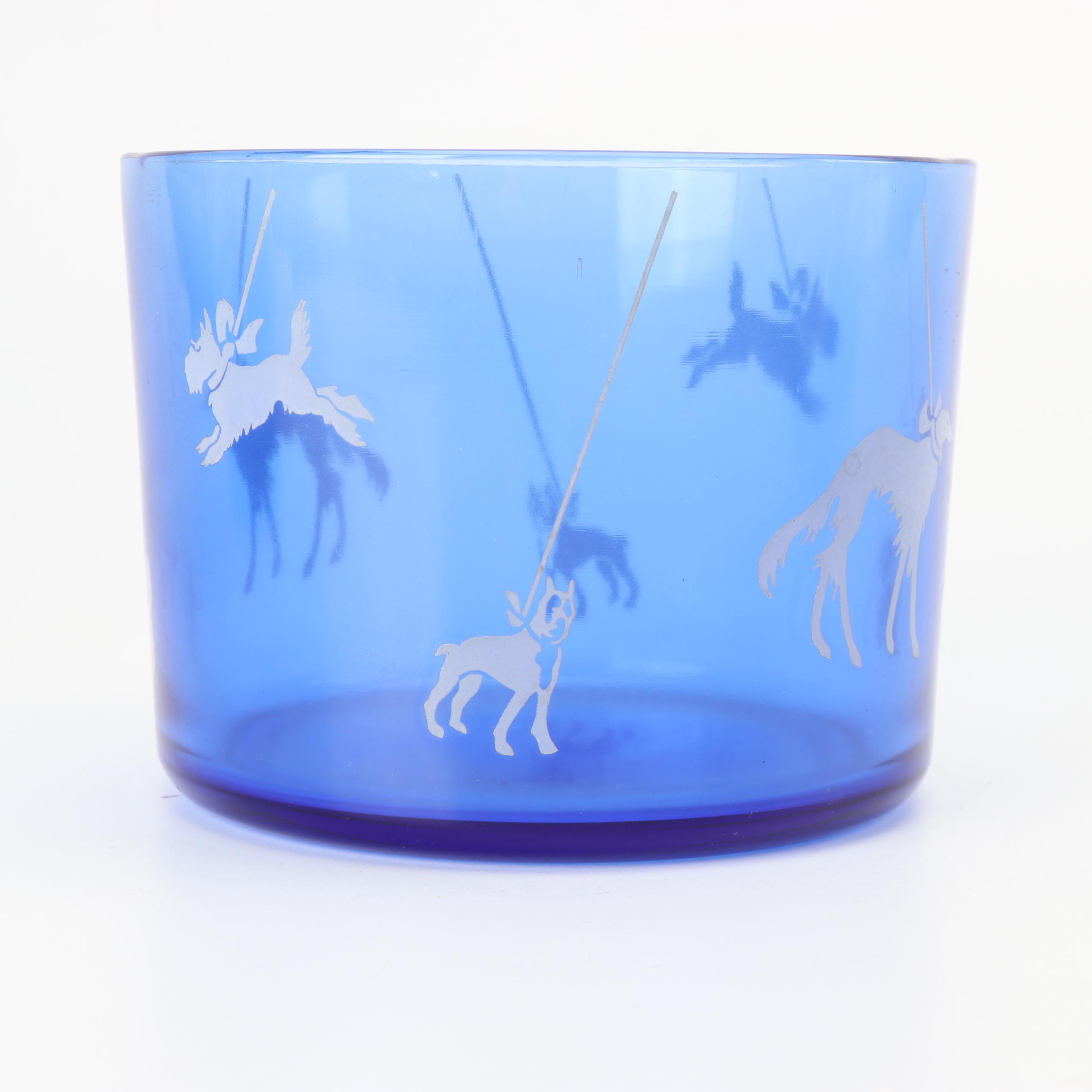 Hazel-Atlas Cobalt "Flamenco" and "Afghan and Scottie Dog" Serveware