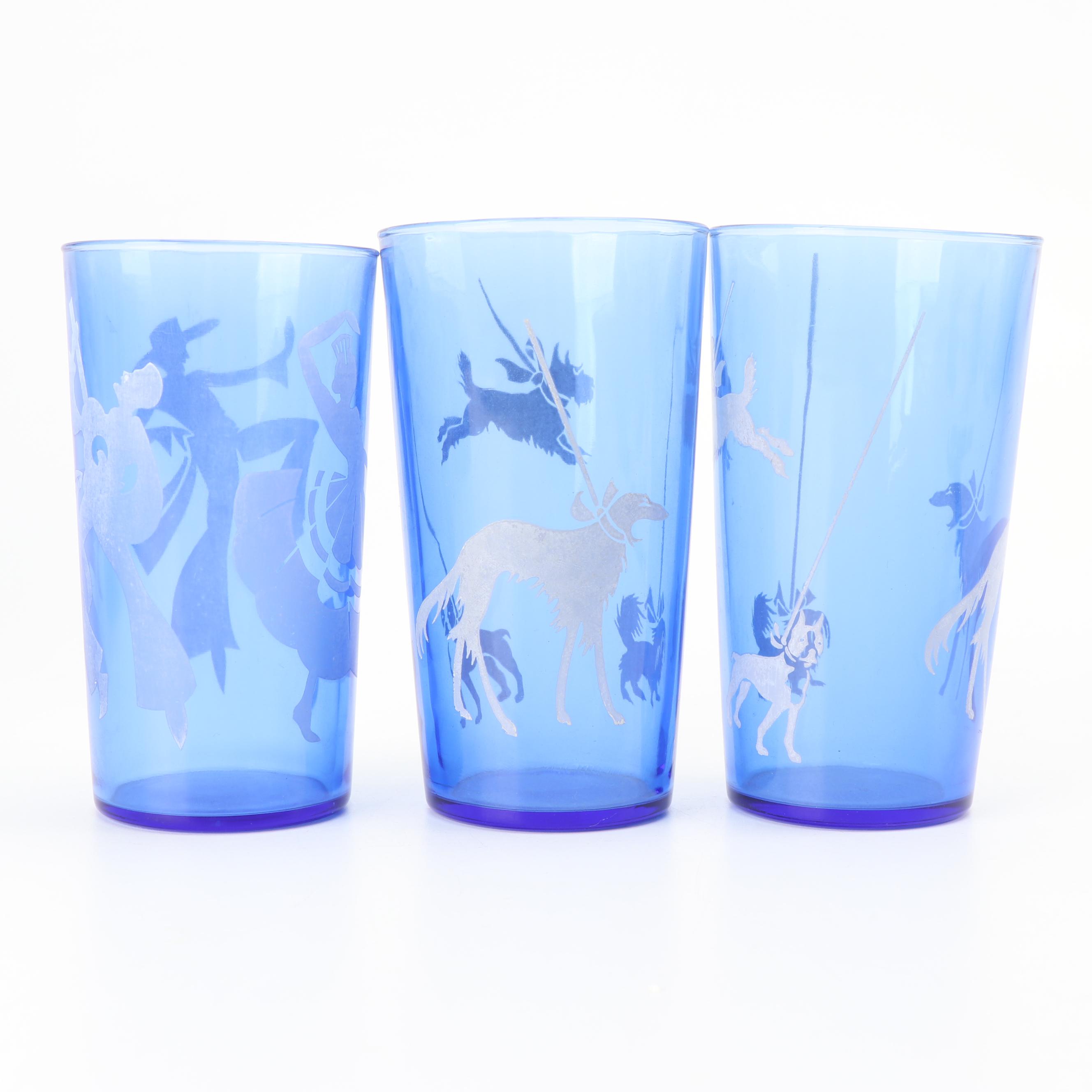 Hazel-Atlas Cobalt "Flamenco" and "Afghan and Scottie Dog" Serveware