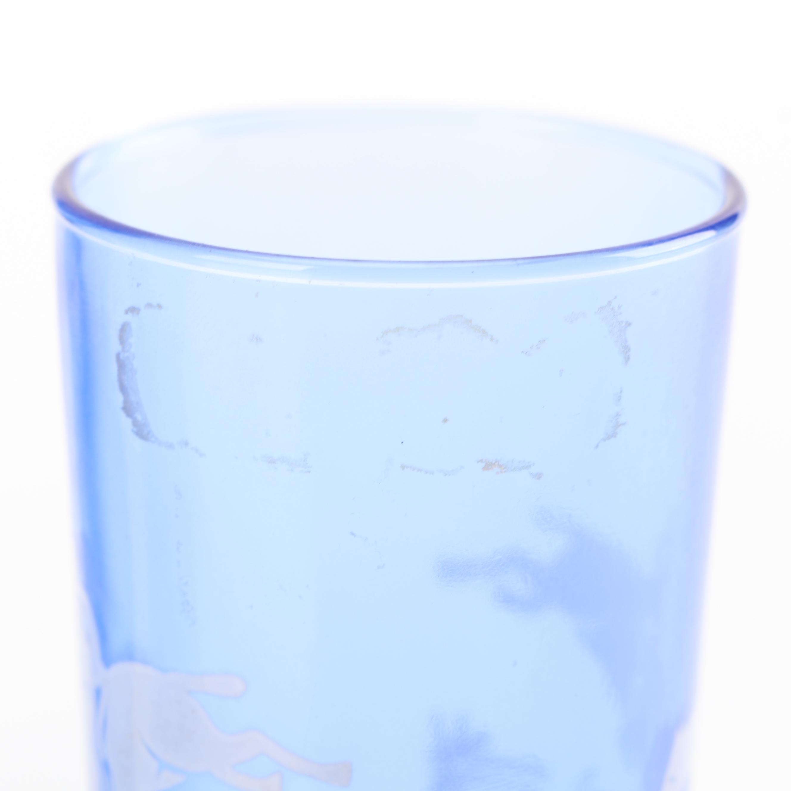 Vintage Hazel-Atlas "Hunt Scene" Cobalt Tumblers and Shakers