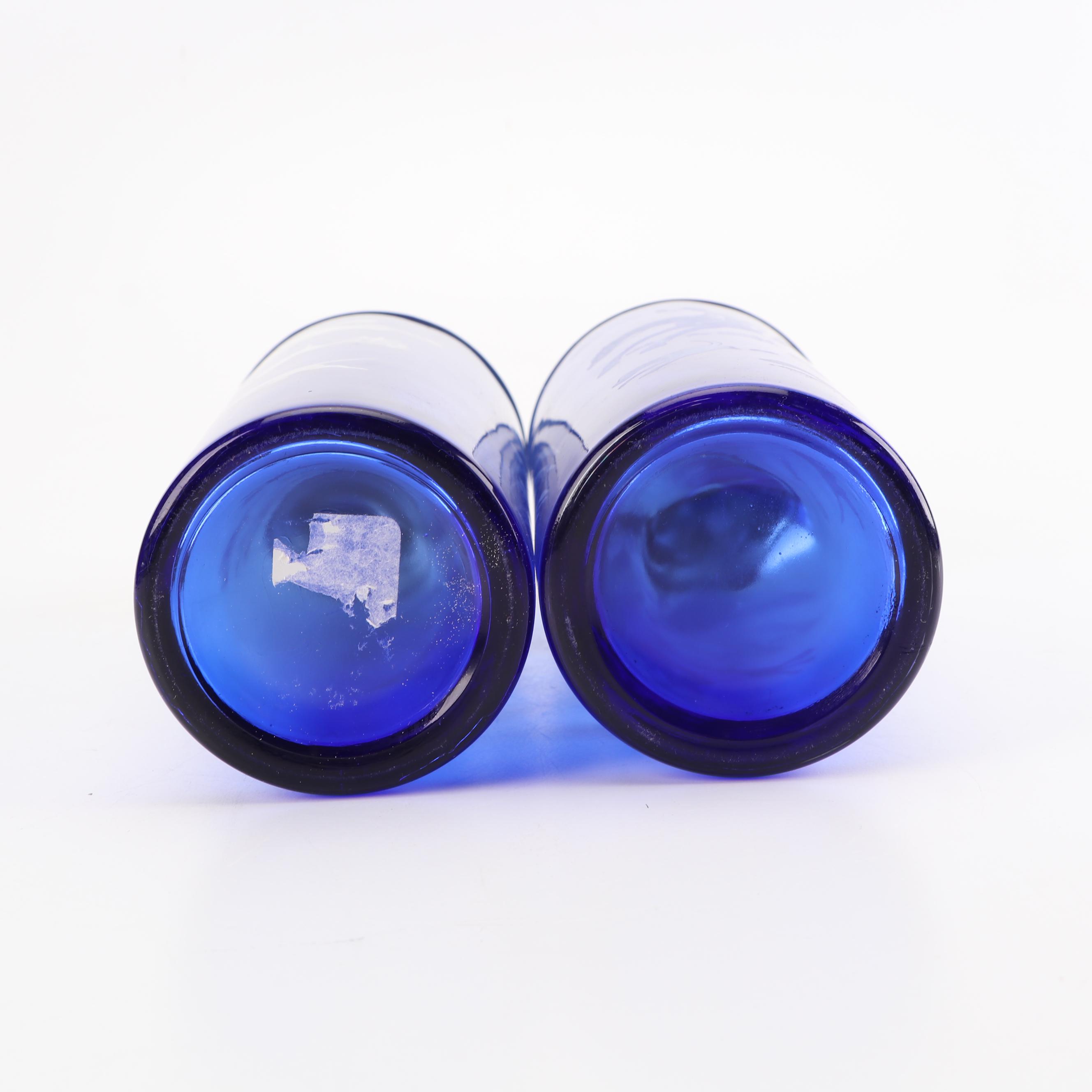 Vintage Hazel-Atlas "Hunt Scene" Cobalt Tumblers and Shakers